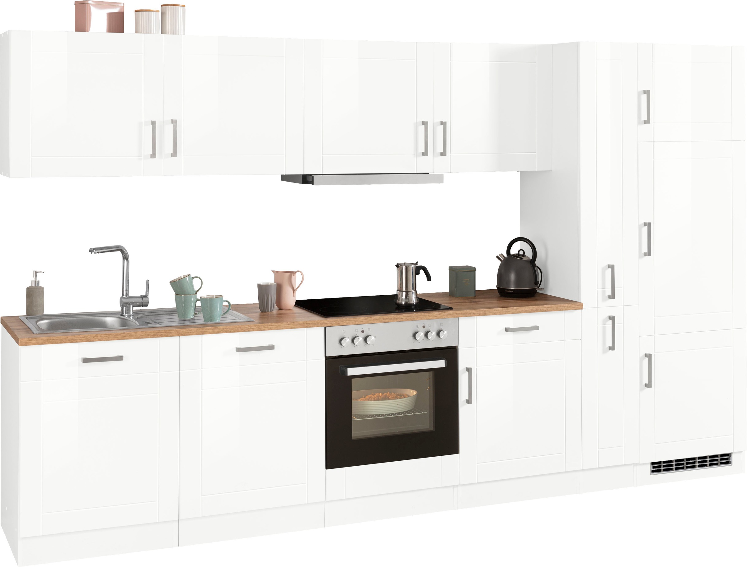 KOCHSTATION Küchenzeile »KS-Tinnum«, mit E-Geräten, Breite 330 cm