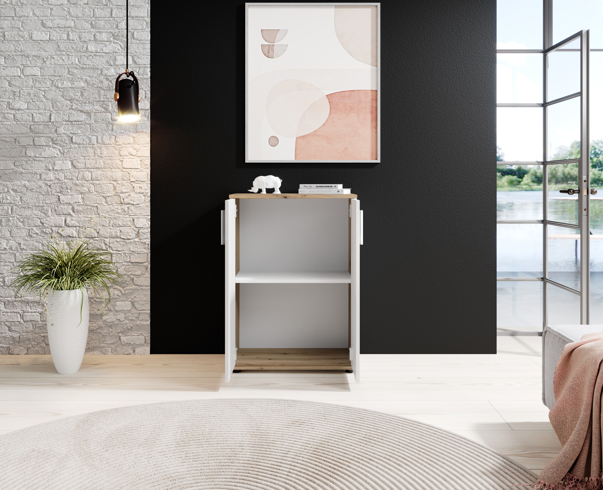 HBZ Kommode »BC-Drift-2, Mehrzweckschrank Stellmaß BxHxT 60x84x35 cm«, (1 St.), Schrank mit 2 Türen und 1 Einlegeboden