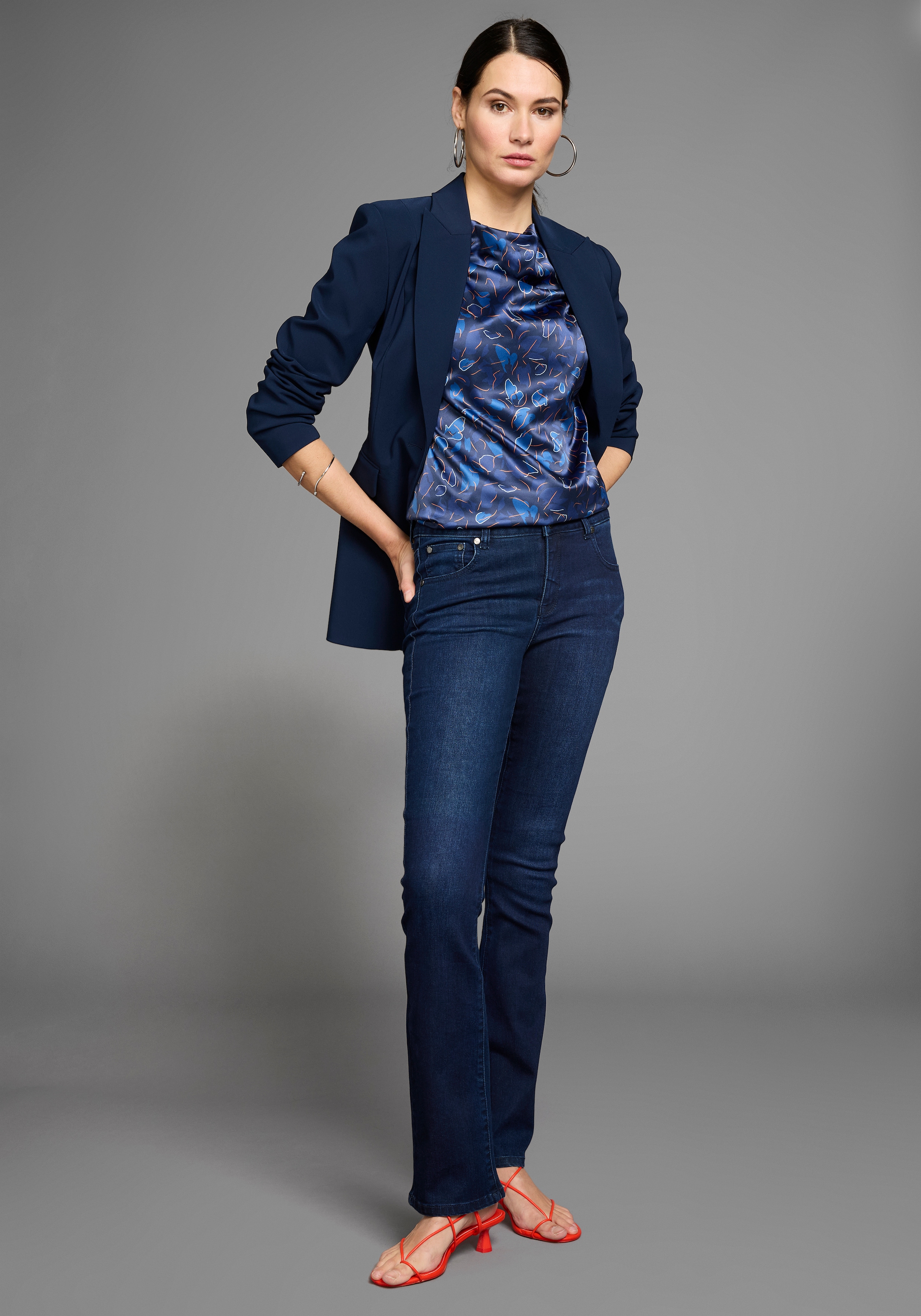 HECHTER PARIS Shirtbluse, mit Wasserfallausschnitt und Satinfront