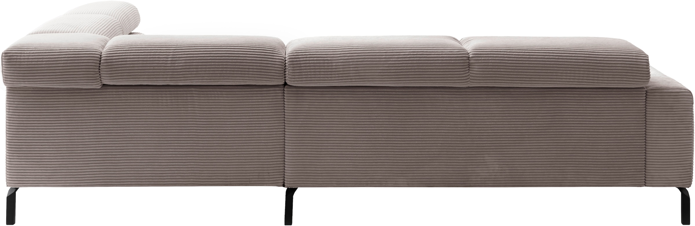 Home affaire Ecksofa »Antonelli, L-Form,  inkl. Kopfteilverstellung, Breite 276 cm« ohne Sitztiefenverstellung, in Cord, taupe