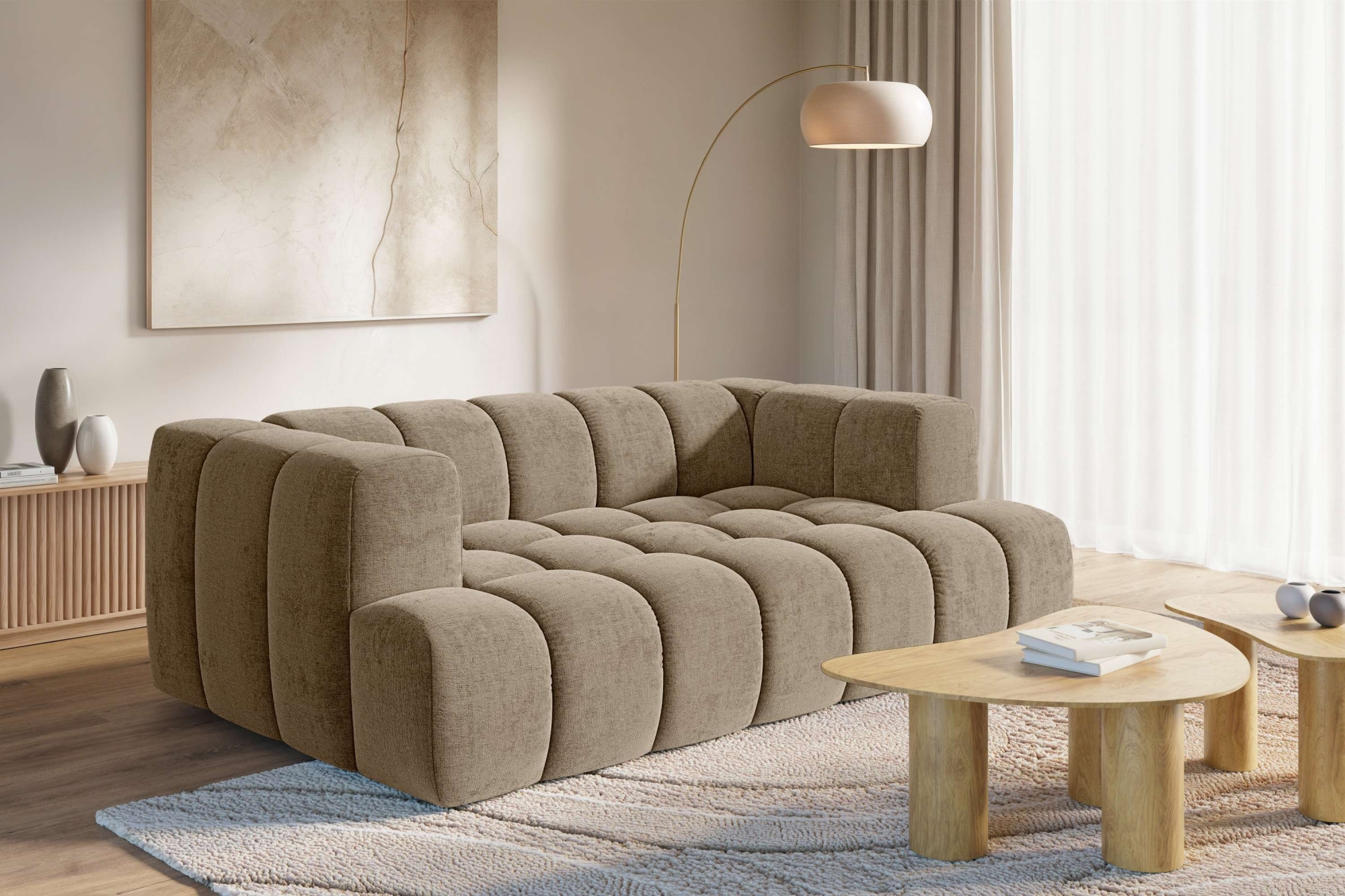 homsy by Ana Johnson 3-Sitzer »»XL« BOUBELLE Design-Sofa extra tief, Bubble-Optik, Breite 217 cm« hoher Sitzkomfort dank Wellenunterfederung,  XL Sitztiefe 100 cm