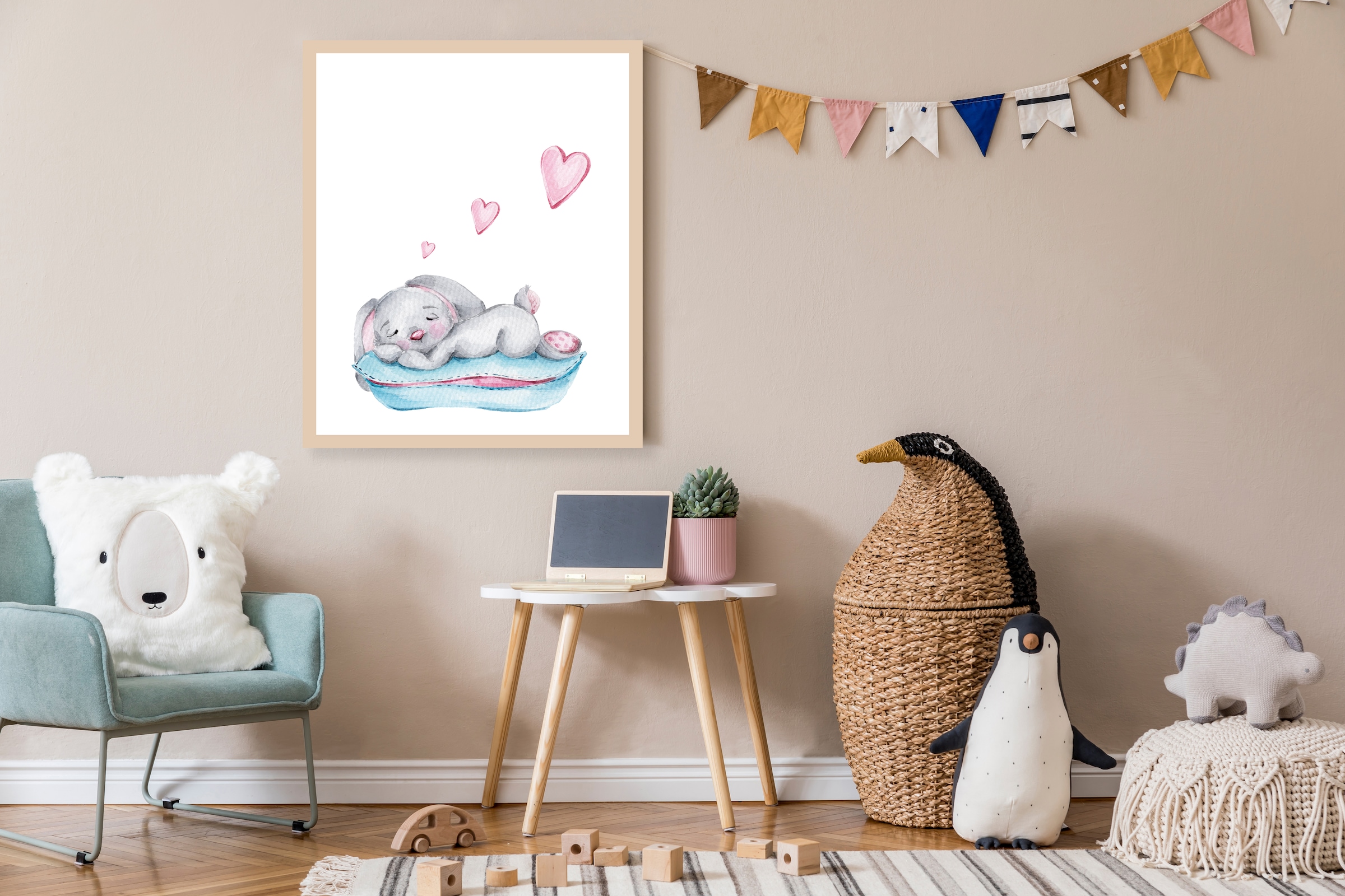 Lüttenhütt Poster »Schlafender Hase mit Herzen«, Fantasy-Hase-Hasen-Herz-He günstig online kaufen