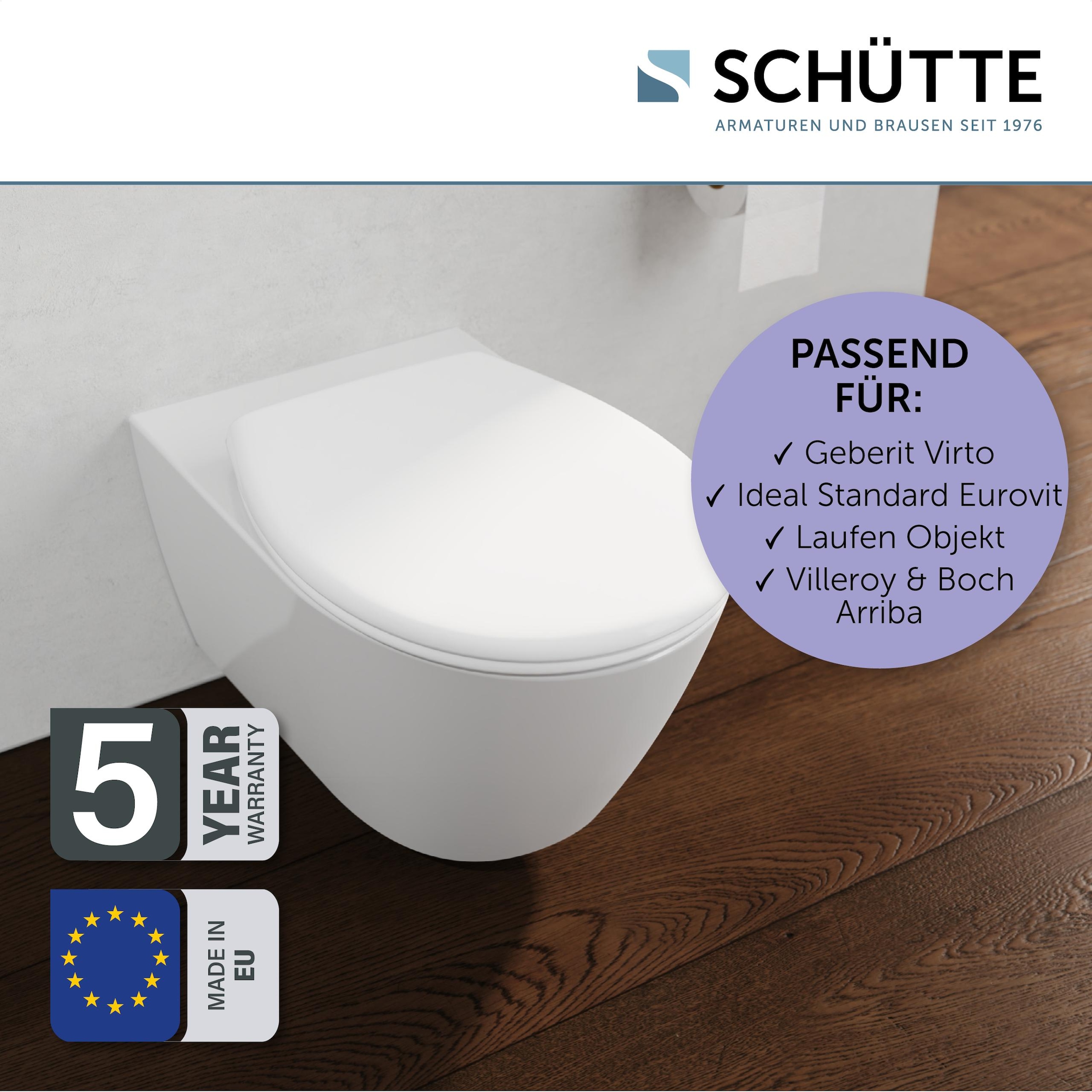 Schütte WC-Sitz »Duroplast, WHITE PRO 1«, (WC-Sitz, Befestigungsmaterial, Montageanleitung), mit Absenkautomatik und Schnellverschluss