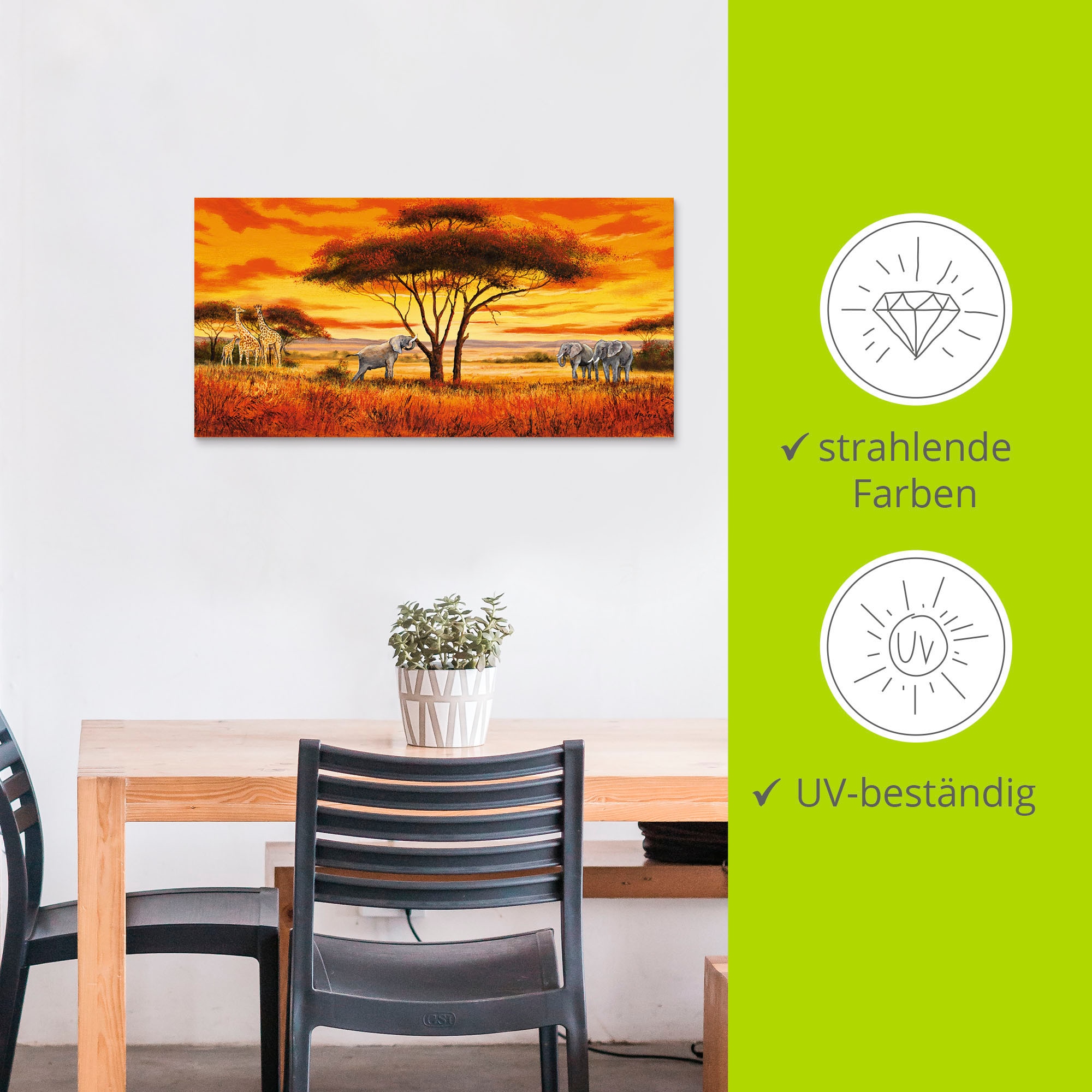 Artland Wandbild »Afrikanische Landschaft II«, Afrika, (1 St.), als Alubild, Outdoorbild, Leinwandbild, Wandaufkleber, versch. Größen