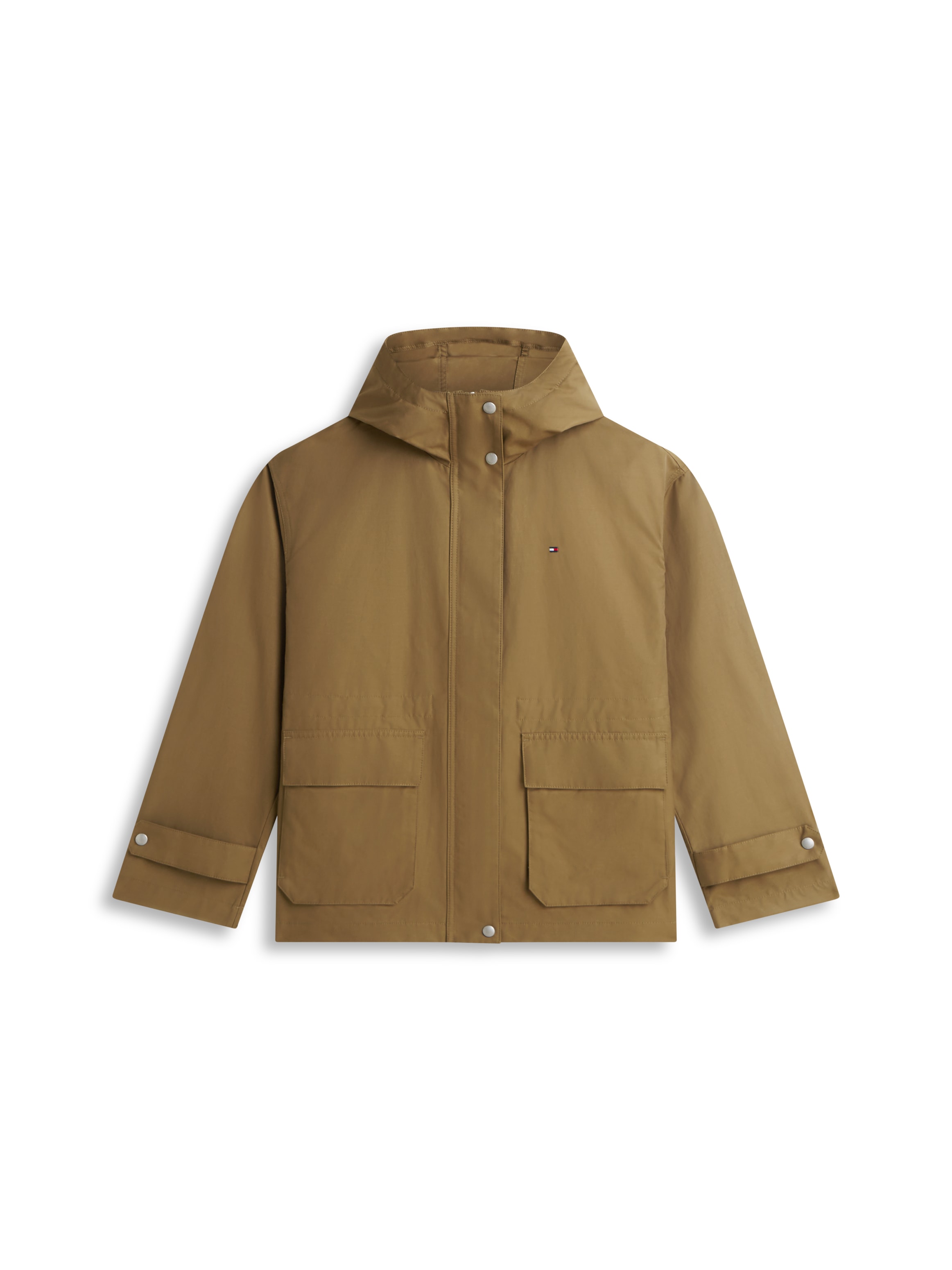 Tommy Hilfiger Outdoorjacke »COTTON NYLON UTILITY SHORT PARKA« mit Kapuze mit verdecktem Reißverschluss