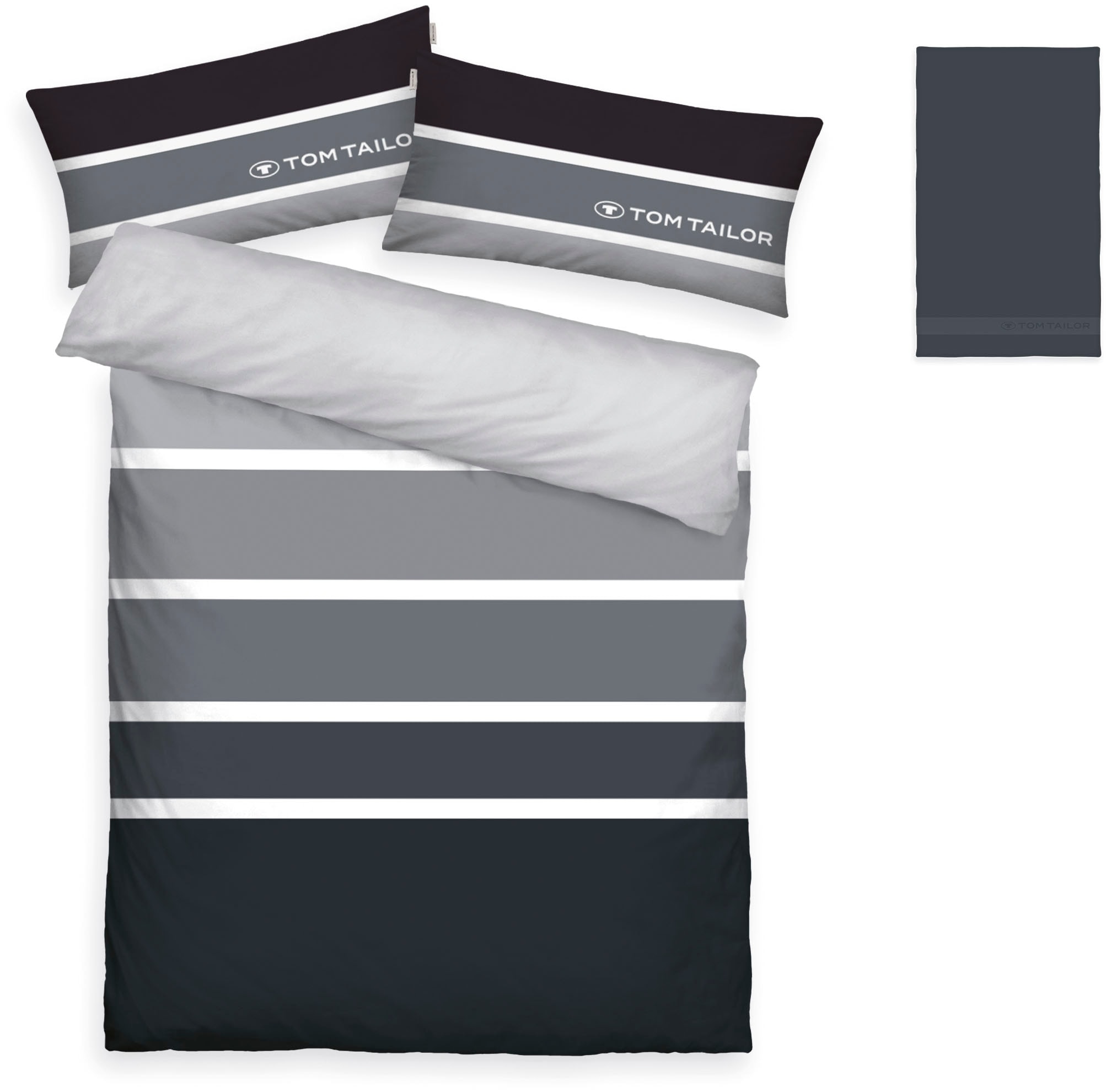 TOM TAILOR HOME Bettwäsche »Felix in Gr. 135x200 oder 155x220 cm«, mit GRATIS-Zugabe: Gästehandtuch (100% Baumwolle), mit Reißverschluss