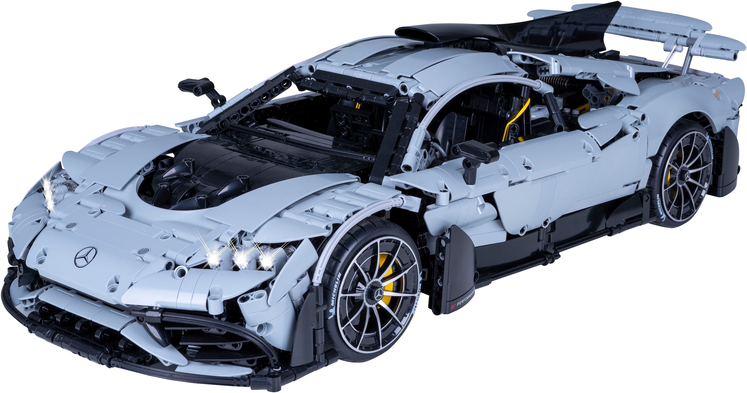 Jamara RC-Auto »CaDA, Mercedes-AMG ONE 1:8 grau 2,4GHz Bricks«, (3295 tlg.), mit LED Licht