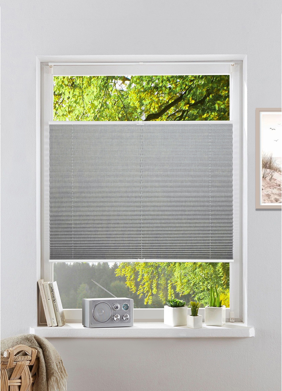 my home Plissee »WILLA« Lichtschutz ohne Bohren verspannt NEUHEIT in Leinen günstig online kaufen