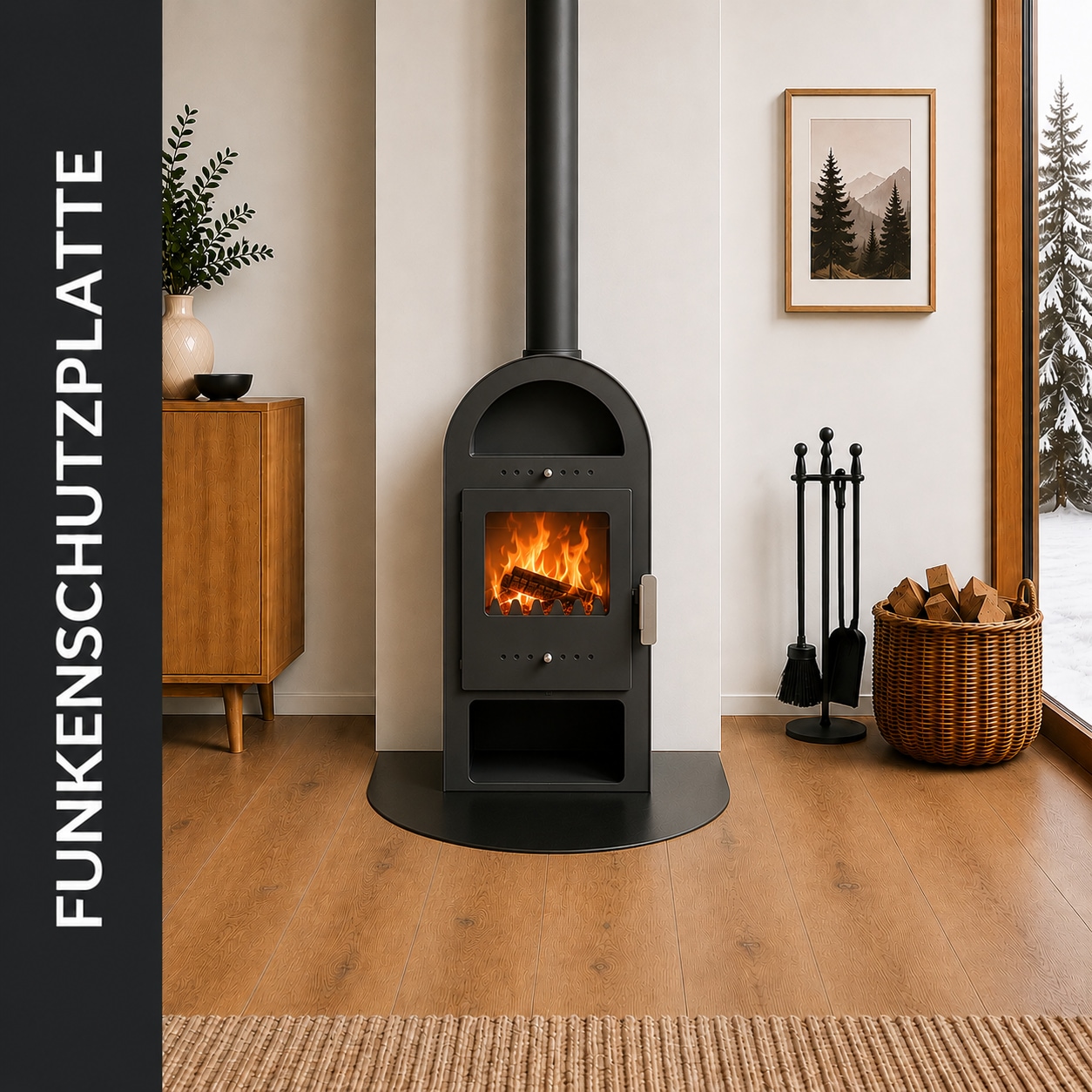 Hanseatic Bodenschutzplatte »für Kaminöfen Halbrund 100 Stahl« 1 Stk. tlg. Stahl-Halbrund, 100 x 120 cm, 2mm Stärke, schwarz, zum Funkenschutz