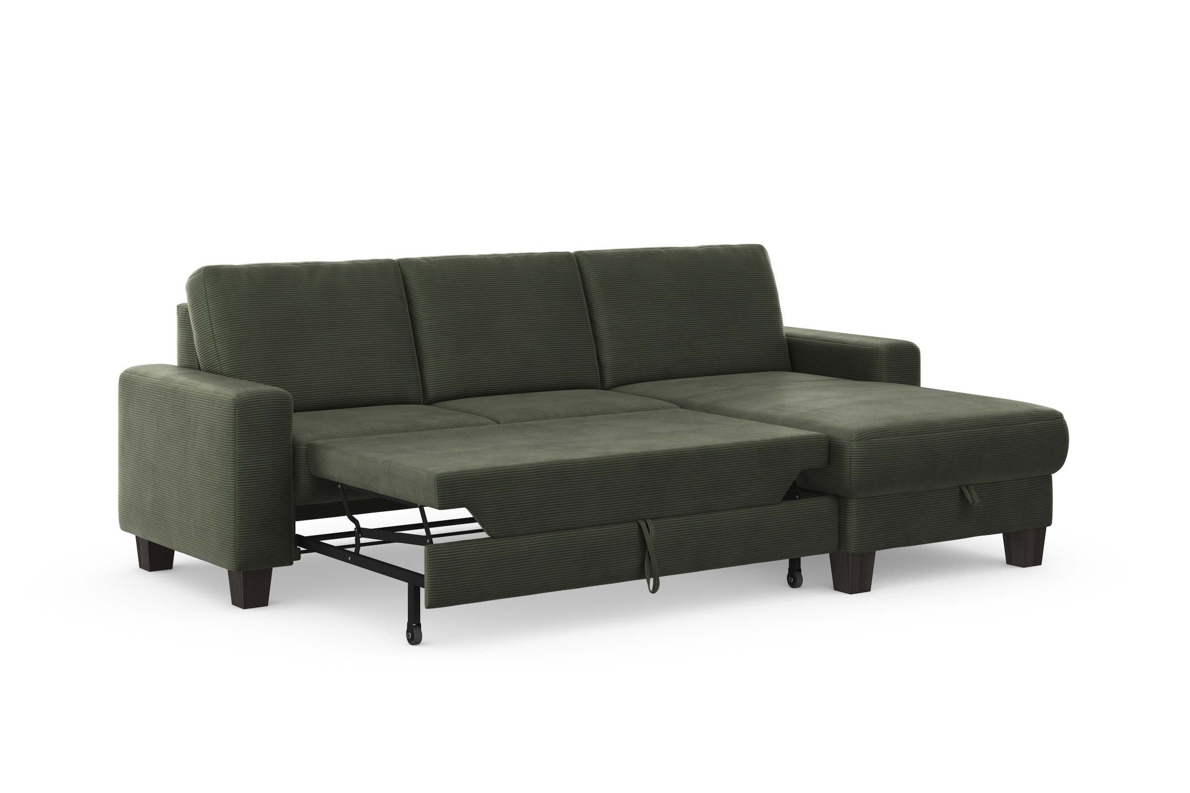 Home affaire Ecksofa »Summer L-Form«, mit Recamiere, mit oder ohne Bettfunktion und Bettkasten, Cord-Bezug