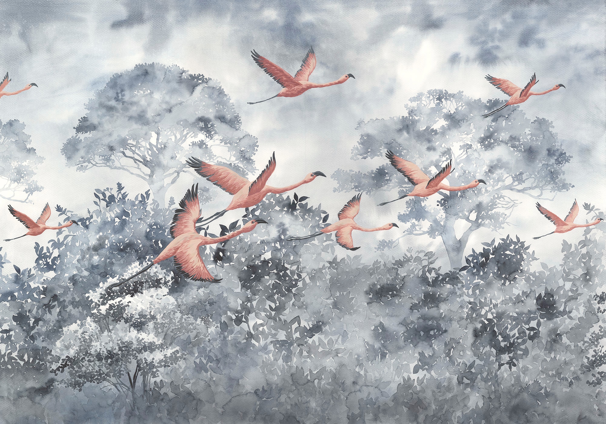 Komar Vliestapete »Flamingos in the Sky«, 400x280 cm (Breite x Höhe) auf  Raten bestellen