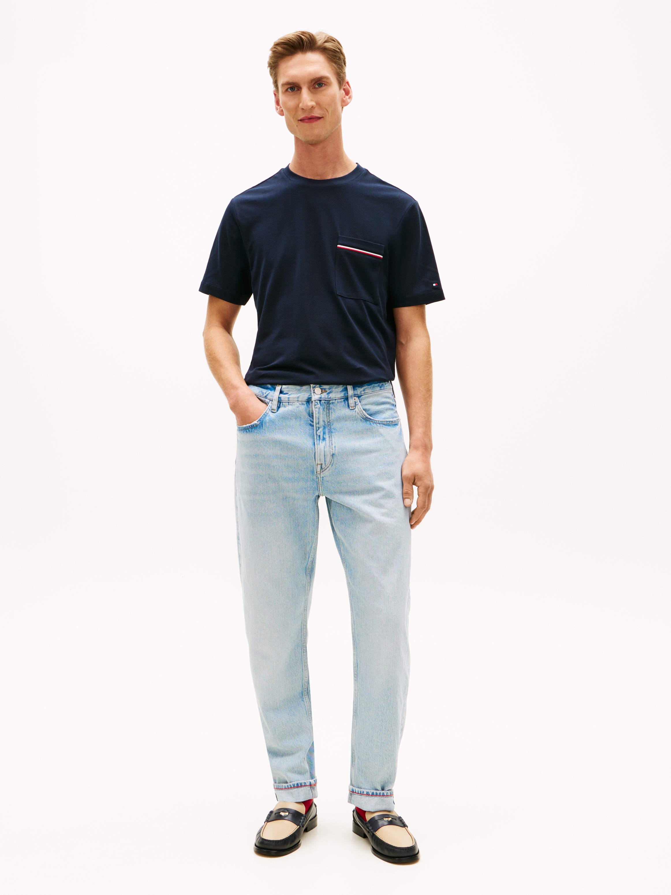 Tommy Hilfiger T-Shirt »GLOBAL STRIPE PIQUE POCKET« Regular fit mit Brusttasche