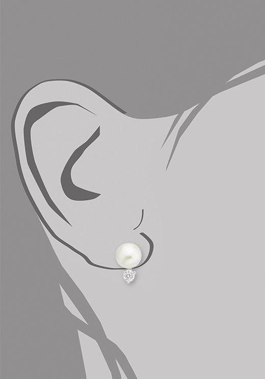 Amor Paar Ohrstecker »2016914« mit Zirkonia (synth.) - mit Süßwasserzuchtperle