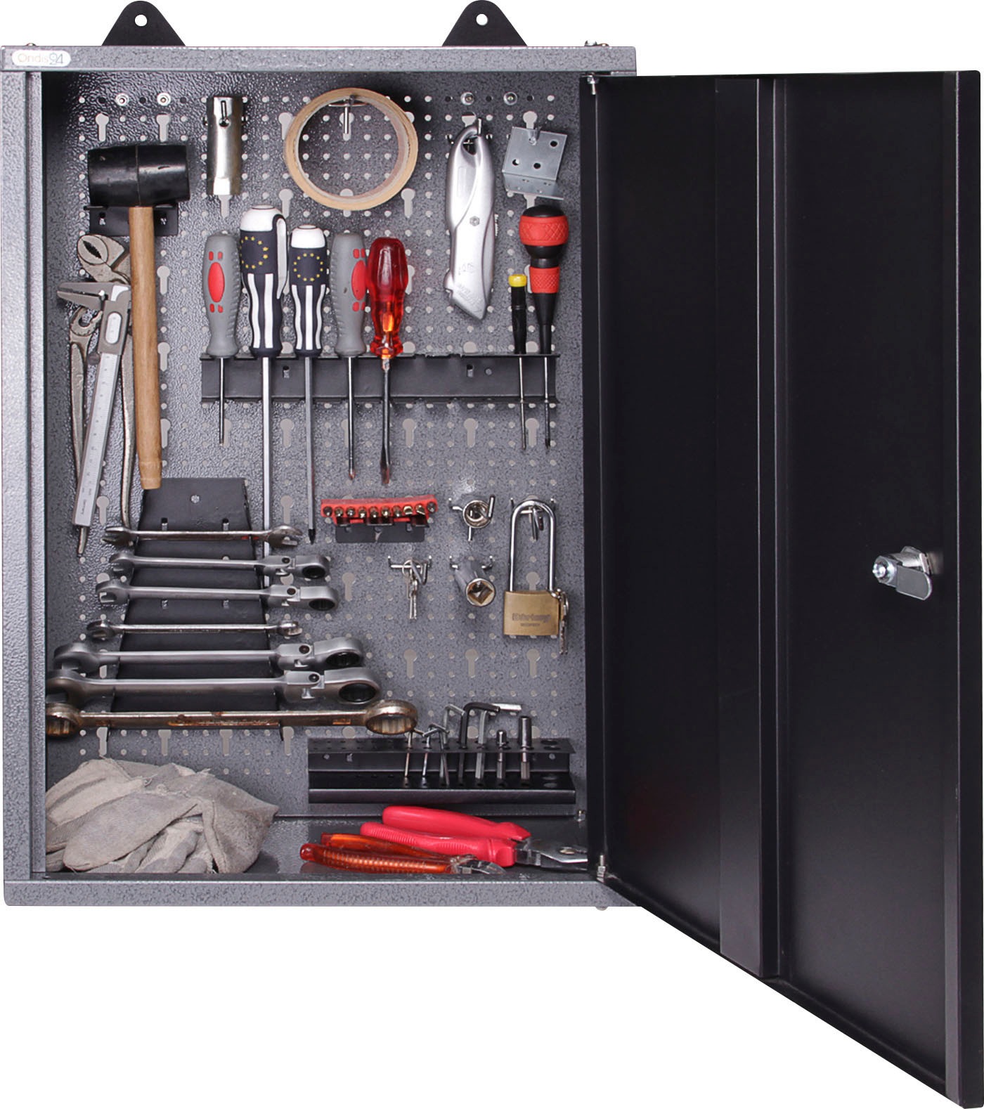 ONDIS24 Werkstatt-Set, 2x Werkbank, 2x Werkstattschrank, 2x Lochwand