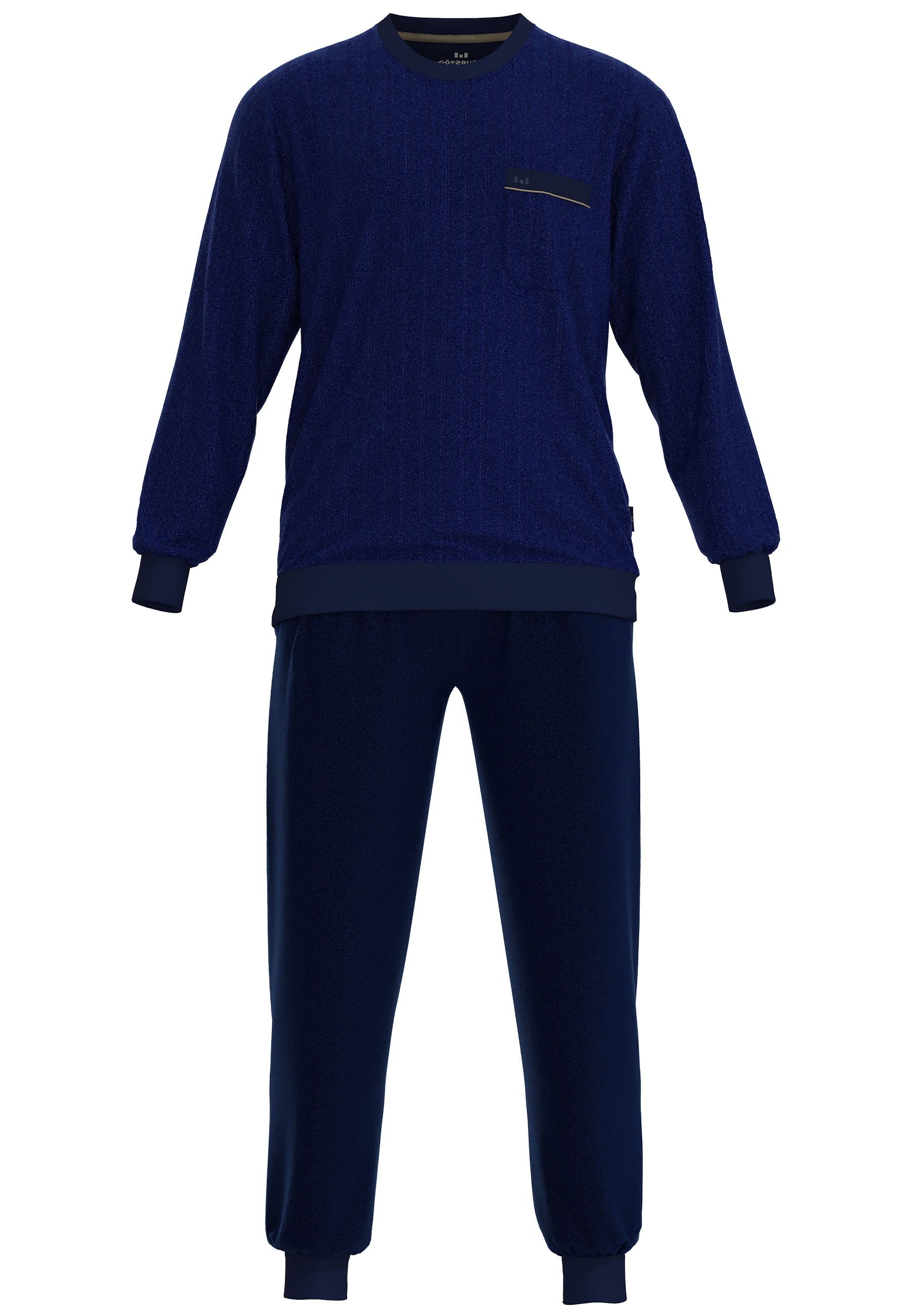 GÖTZBURG Schlafanzug »Kos« 2 Stk. tlg., mit Brusttasche, langen Ärmeln und Rundhalsausschnitt
