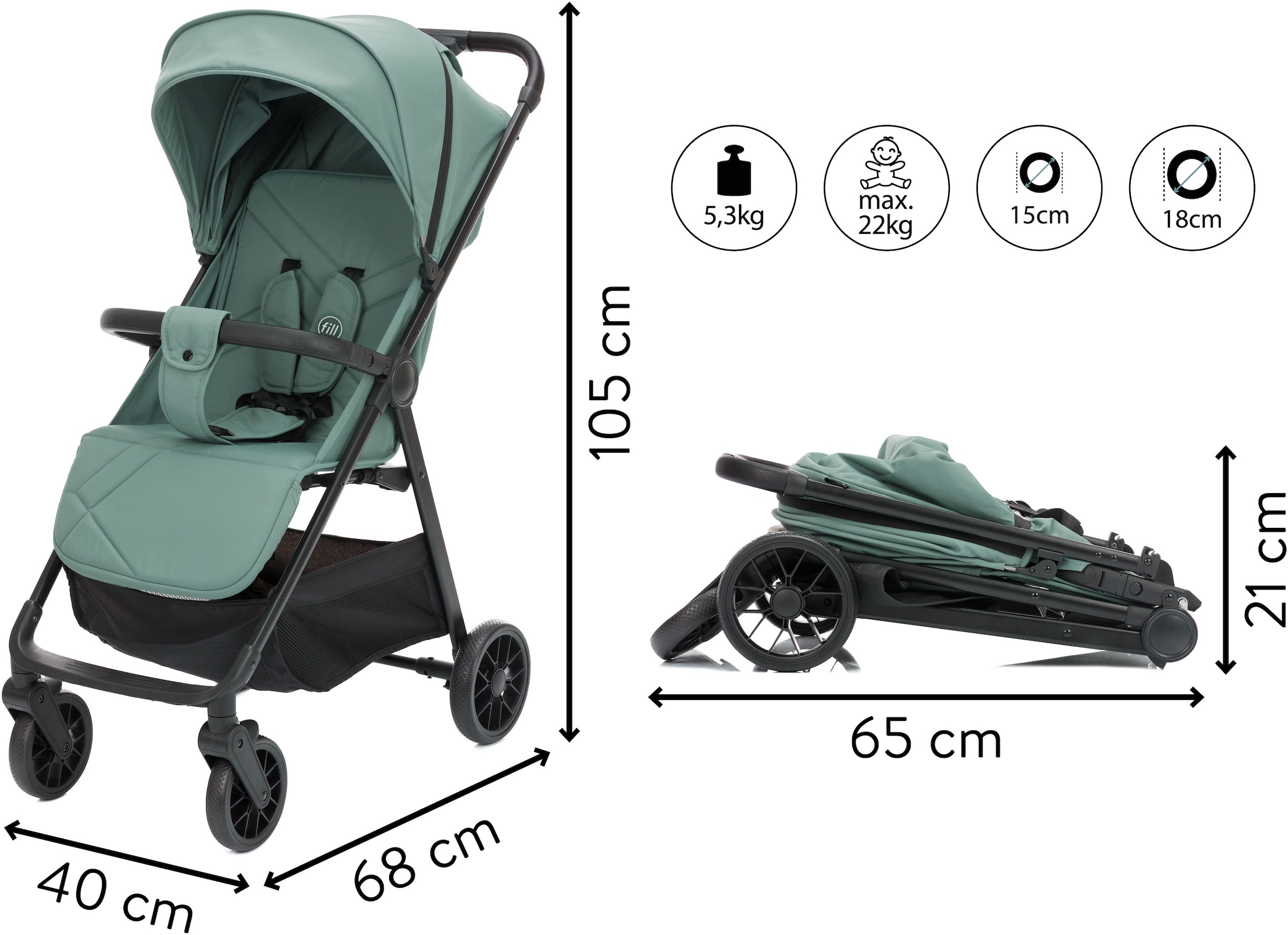 Fillikid Kinder-Buggy »Milo« Gewicht nur 5,3 kg