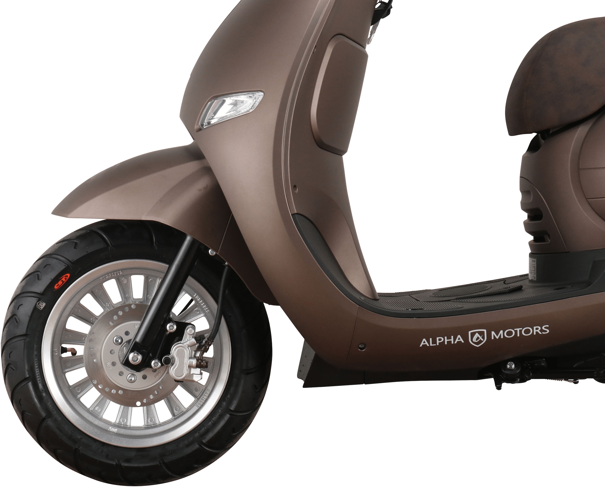 Alpha Motors Motorroller »Cappucino 50 ccm 25 km/h EURO 5 mattbraun«, 50 cm³, 25 km/h, Euro 5, 2,72 PS, LED-Leiste vorne und hinten, mit USB-Anschluss und Lenkerschloss