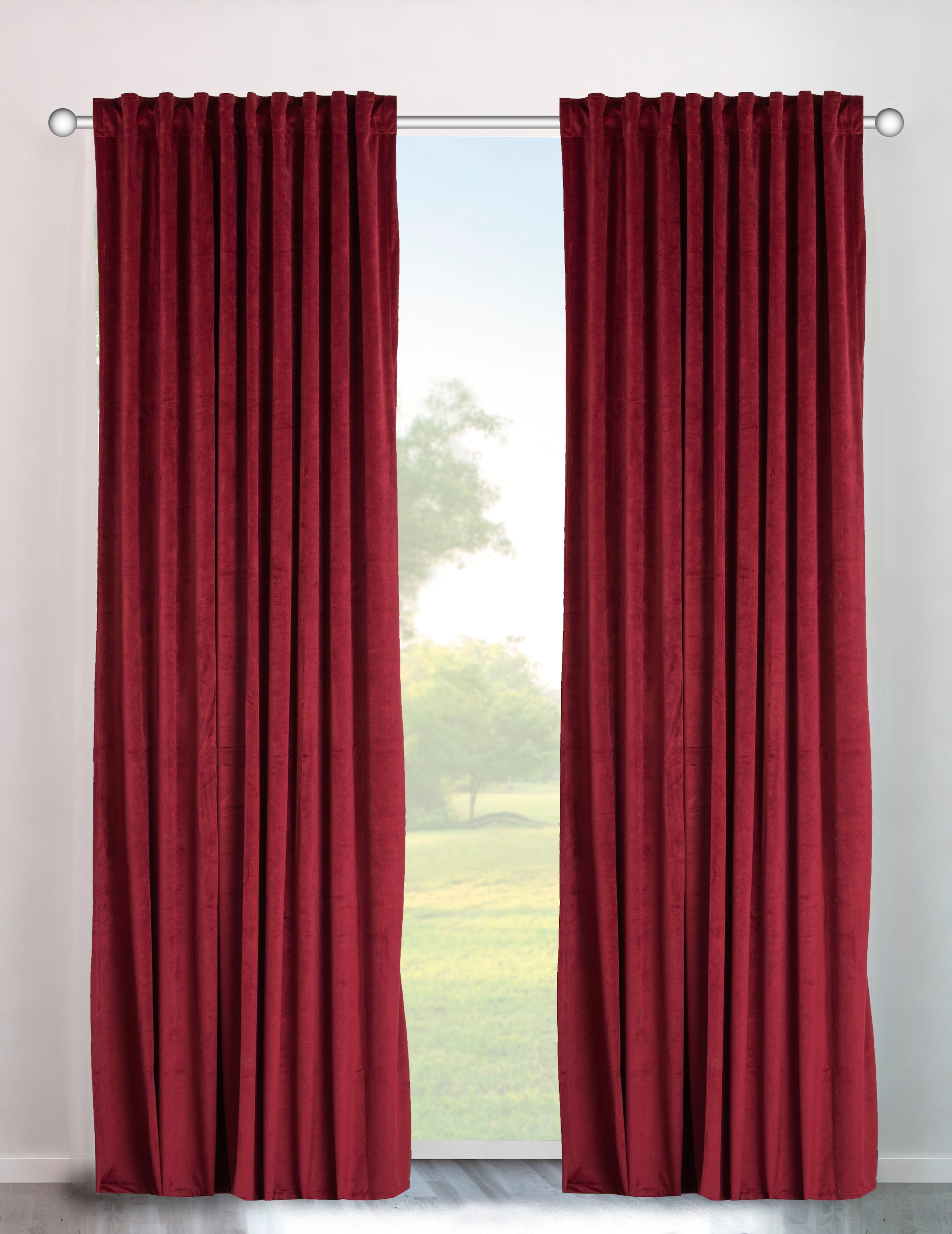 my home Vorhang »Velvet uni«, (2 St.), Samt, 2-er Set, Vorhang, edel, einfa günstig online kaufen