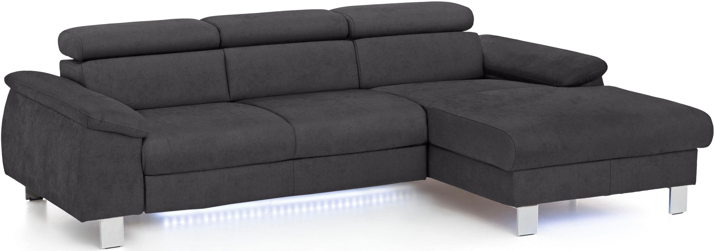 COTTA Ecksofa Komaris, Ecksofa, wahlweise mit RGB-LED-Beleuchtung und Bettfunktion/Bettkasten