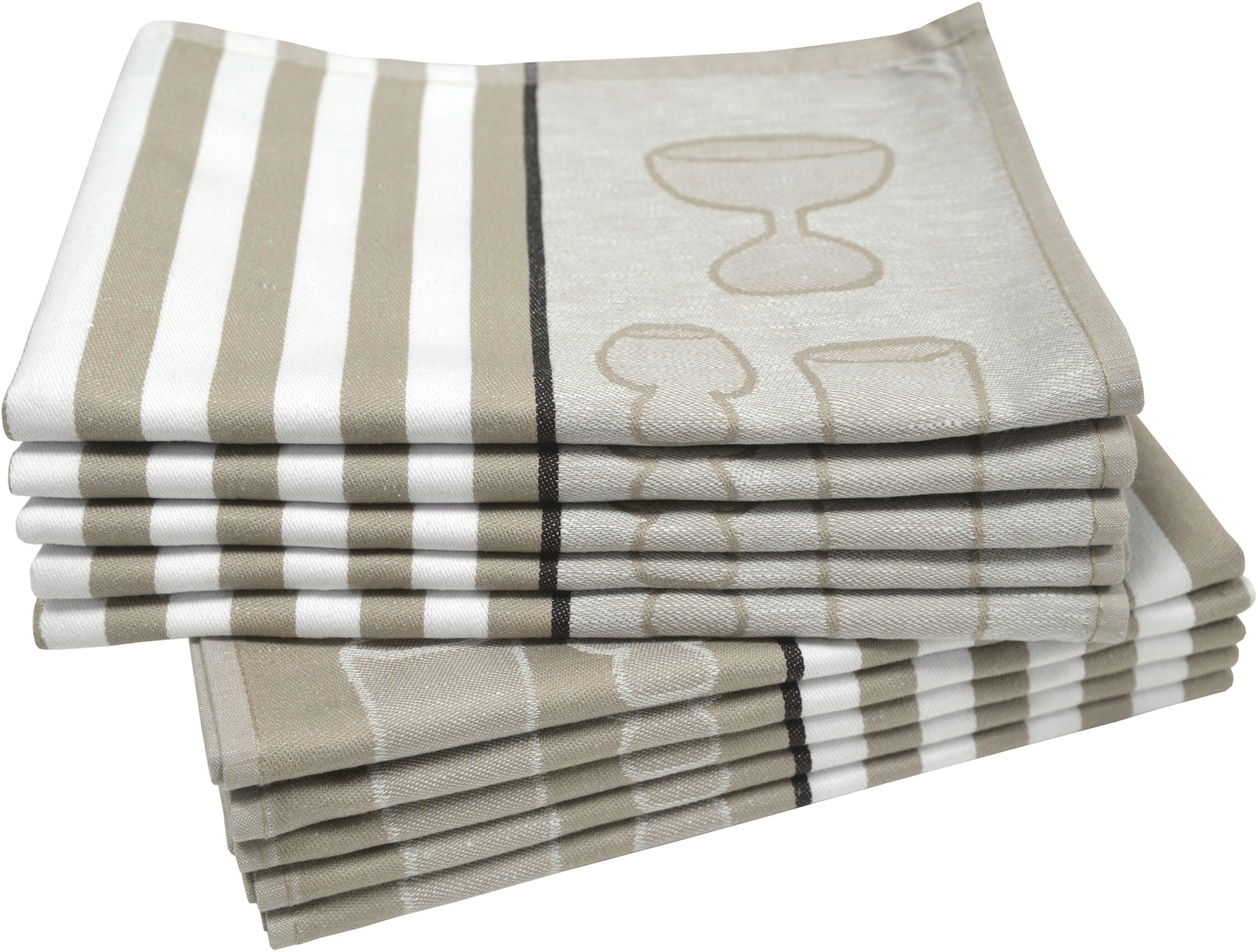 Dyckhoff Geschirrtuch »Gläser / Halbleinen« mit Gläser & Streifen Motiv, Ma günstig online kaufen