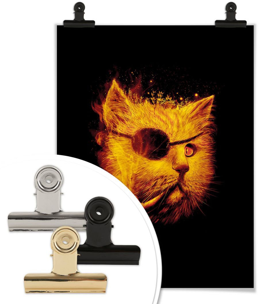 Wall-Art Poster »Katze Tiere, (1 Raten Wandposter Wandbild, Dedektiv St.), Poster, kaufen auf Bild, Pirat Kater Schwarz«
