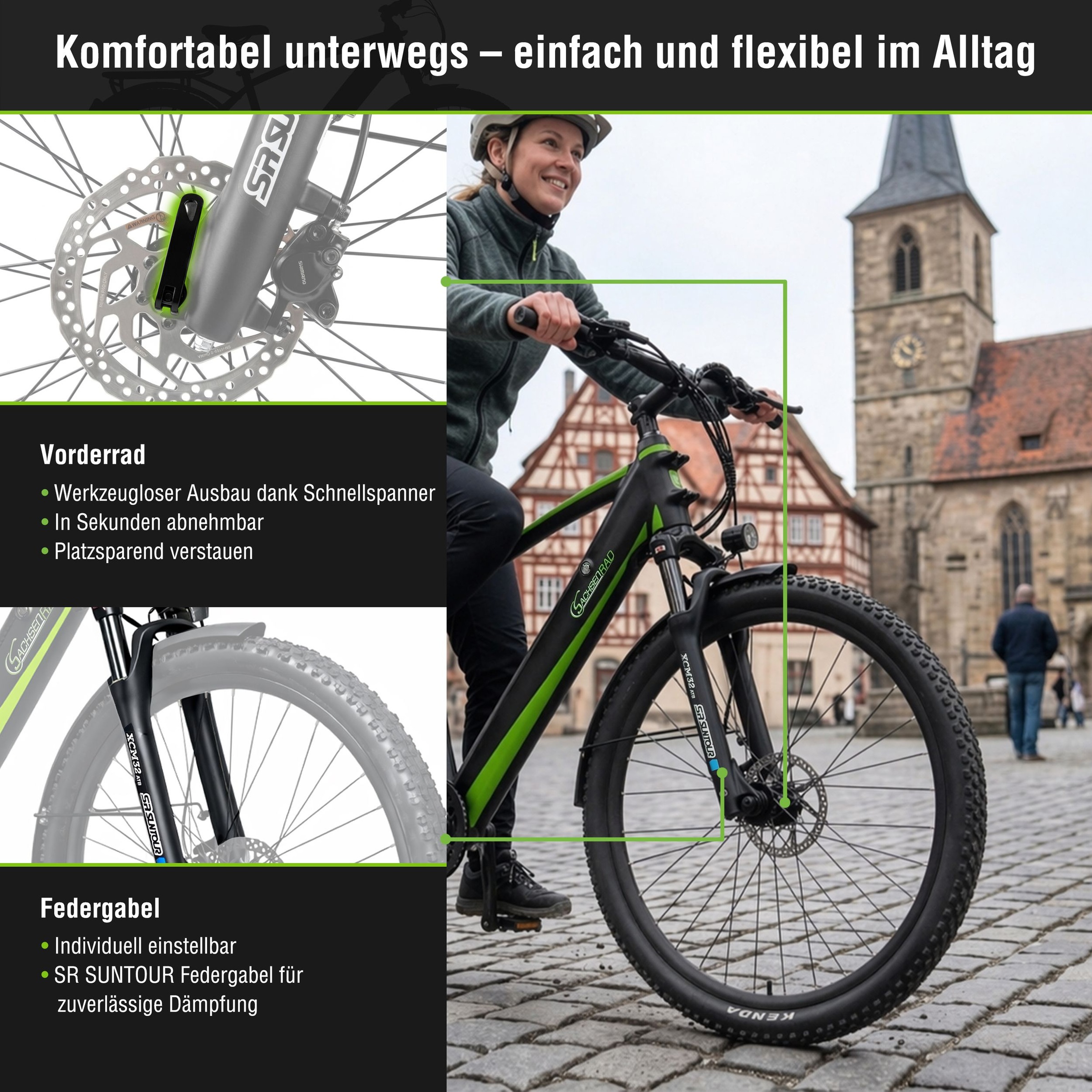 SachsenRad »R8T Flex III mit Gepäckträger« 9 Gang Shimano Kettenschaltung Heckmotor 250 W