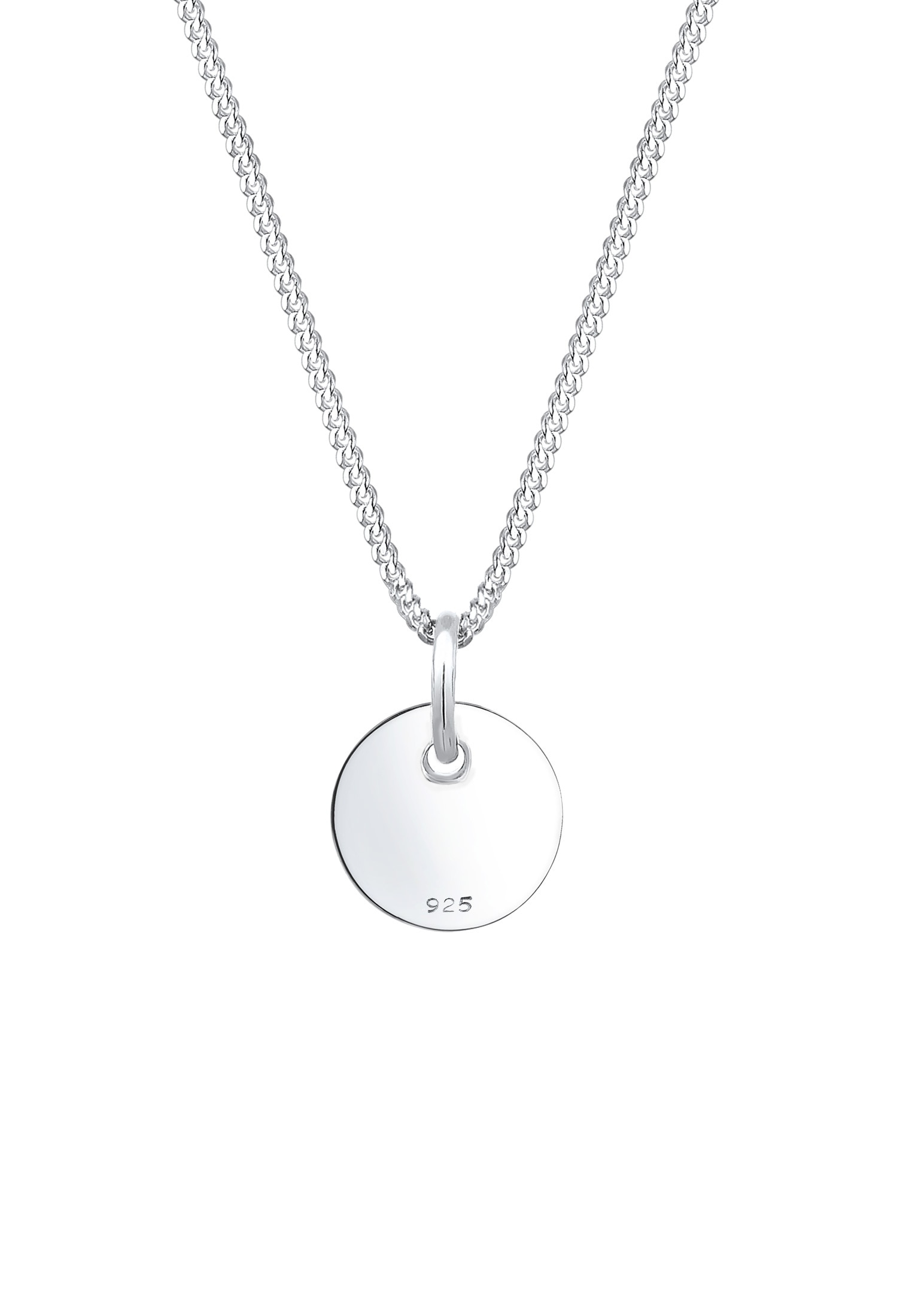 Elli Kette mit Anhänger »Panzerkette mit Kreis Rund Plättchen 925 Silber«