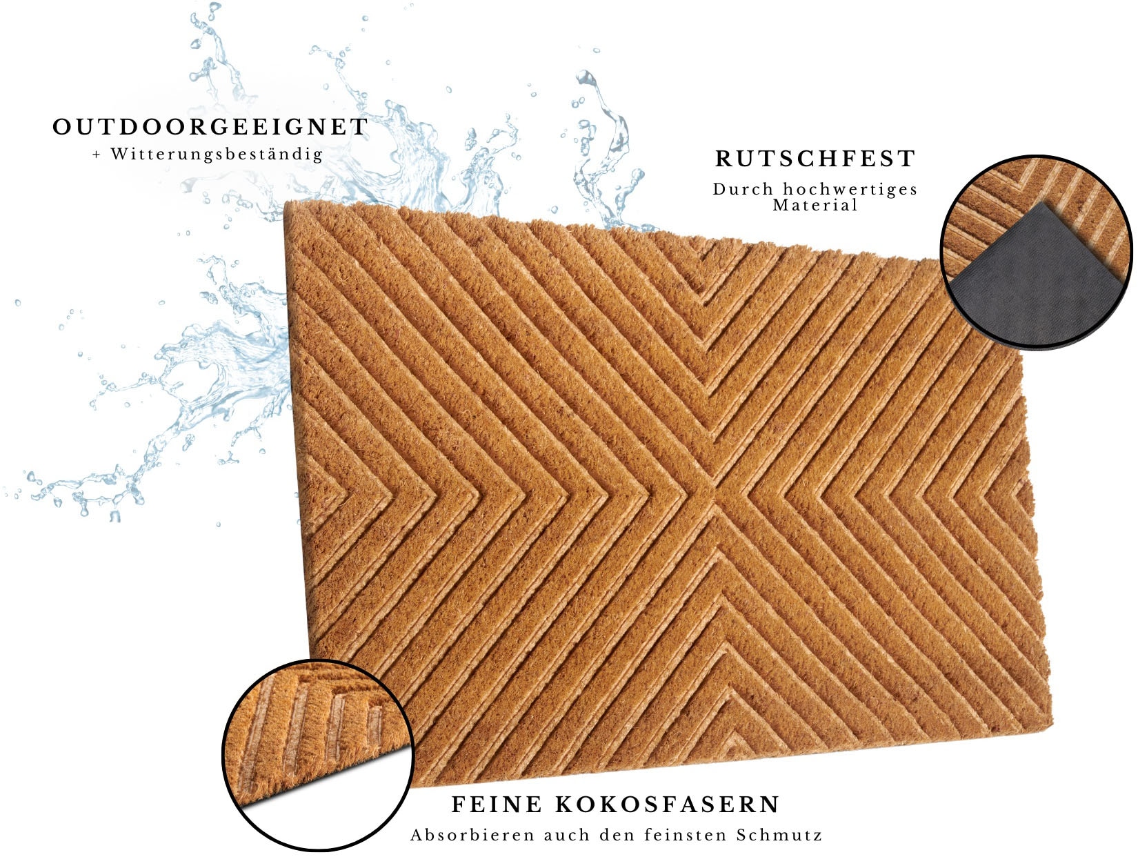 HANSE Home Fußmatte »Mix Mats Kokos Geometric, Türmatte«, rechteckig, 15 mm Höhe, Strapazierfähig, pflegeleicht, robust, wetterfest, UV-beständig