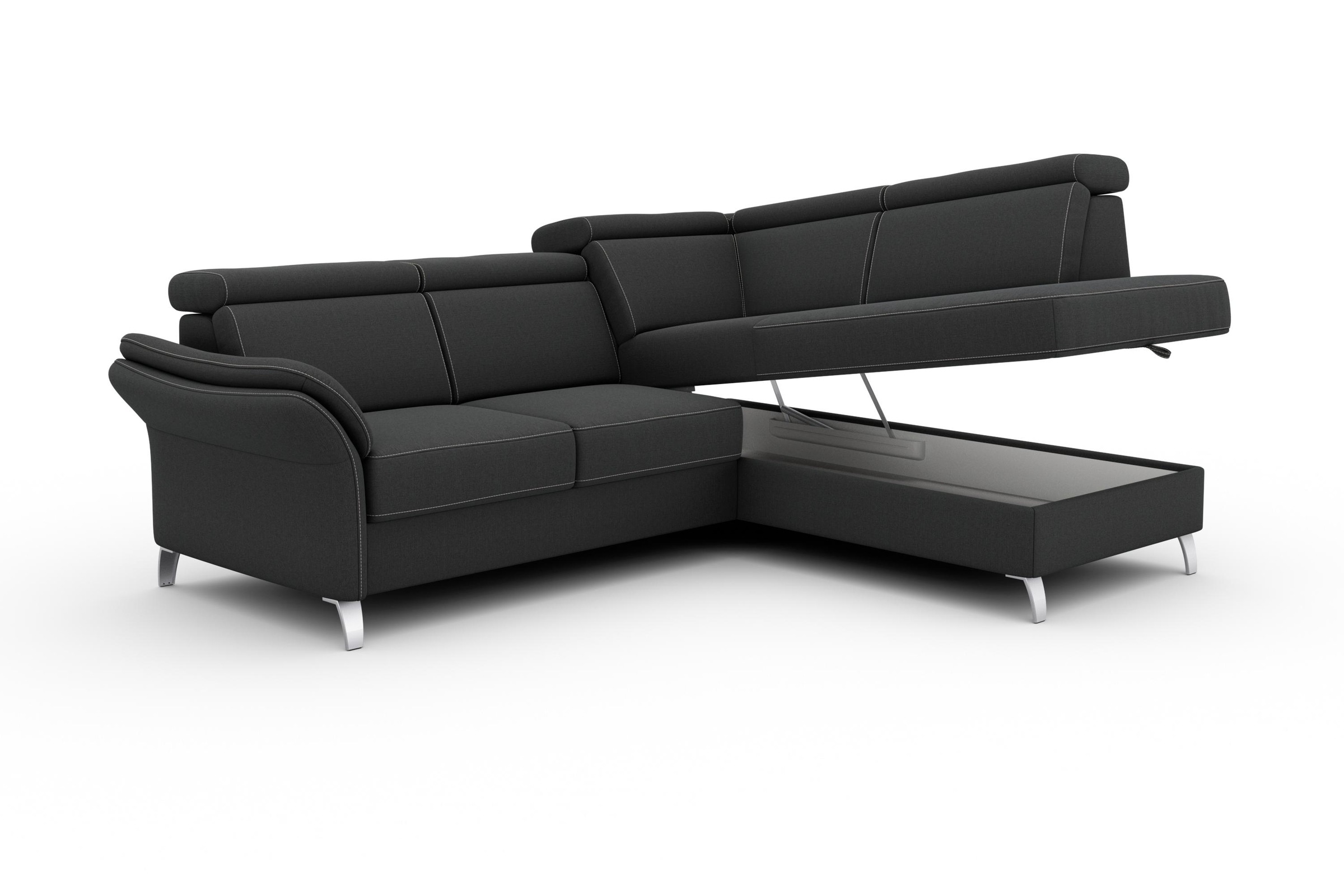 sit&more Ecksofa »Vincenzo L-Form«, inklusive Kopfteilverstellung, wahlweise mit Bettfunktion, Bettkasten
