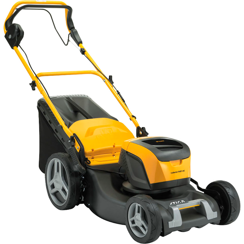STIGA GARDEN Akkurasenmäher »Collector 548 S AE« inkl. 2x 4 Ah Akku und Ladegerät Gelb Inklusive 2x E 440 Akku (48 Volt 4 Ah) und Ladegerät