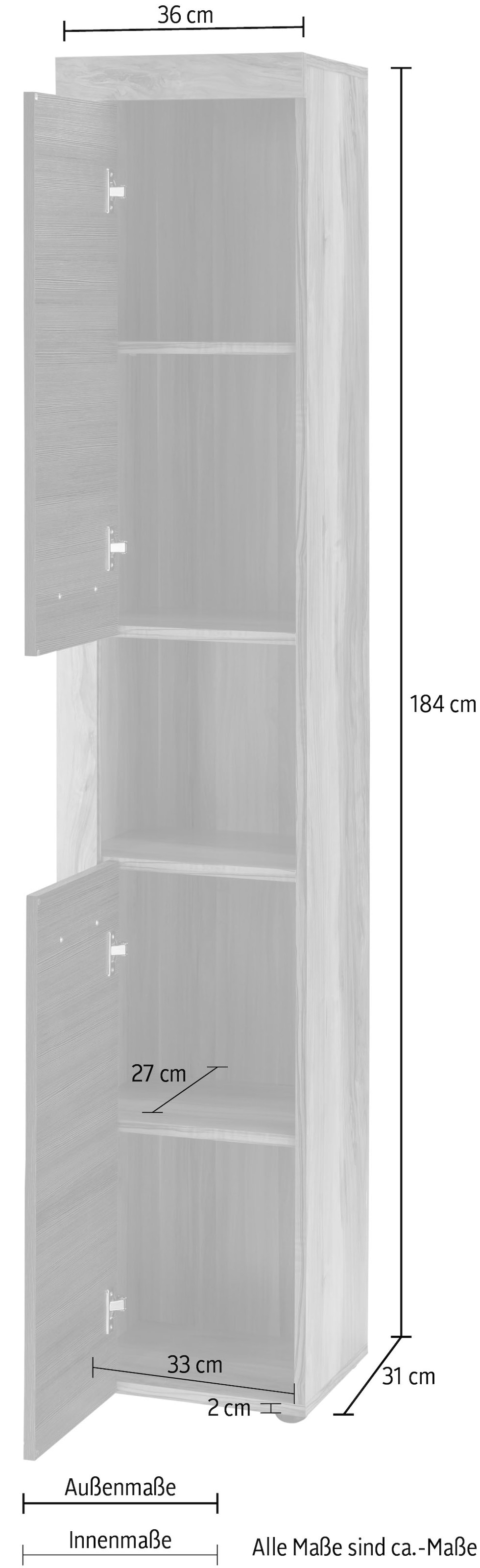 trendteam Hochschrank »CANCUN«, mit Rahmenoptik in Holztönen, Breite 36 cm  auf Rechnung kaufen