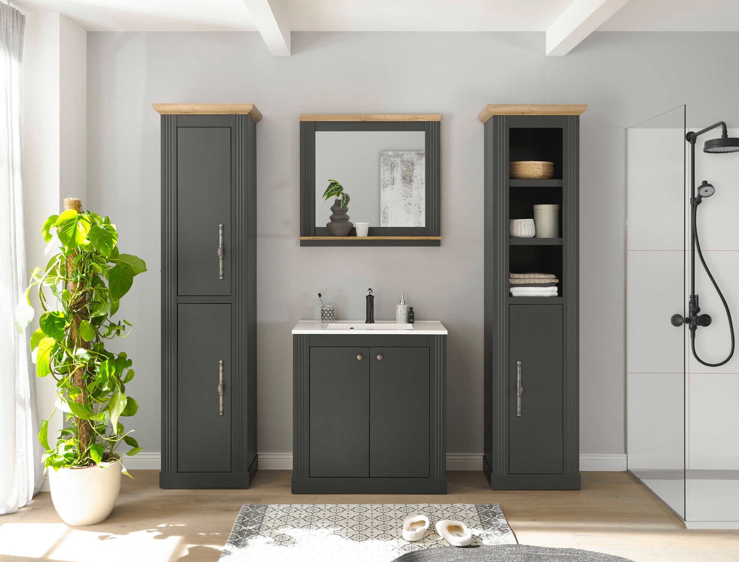 Home affaire Badmöbel-Set »WESTMINSTER, Bad im Landhausstil, 4-teiliges Bad günstig online kaufen