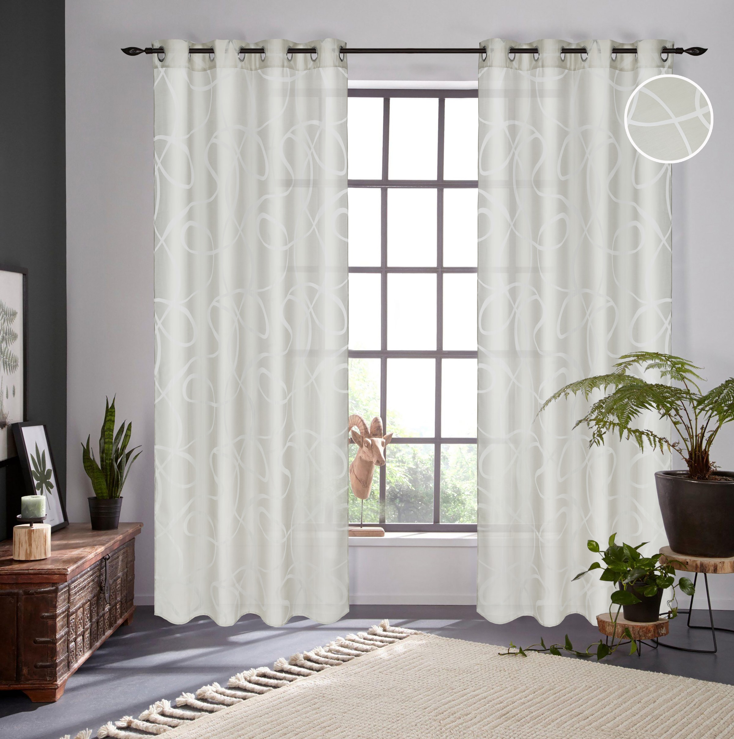 Bruno Banani Gardine »Tilo« Ösen 1 Stk. tlg. transparent, Ausbrenner, gewebt, verschiedene Größen,