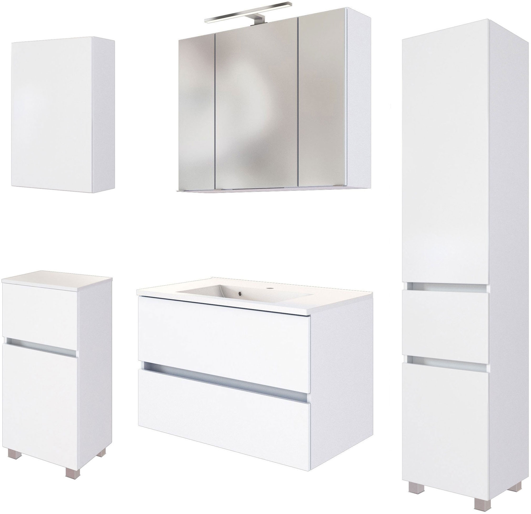 welltime Badmöbel-Set »Welltime Möbel Baabe Waschtisch-Set 3tlg. oder 5tlg. günstig online kaufen