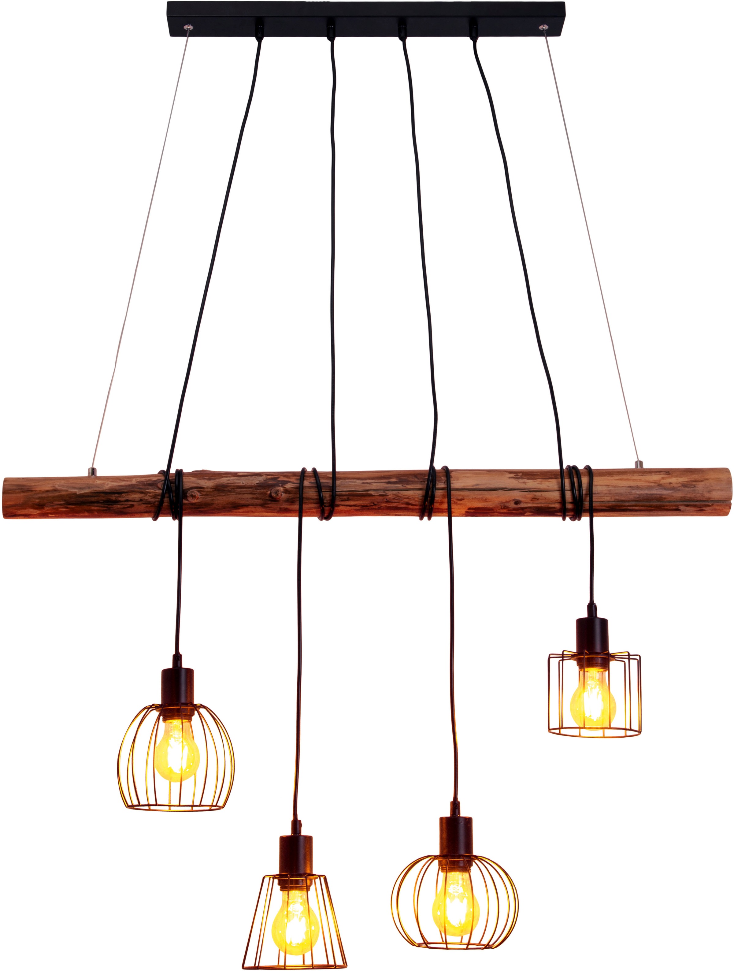 näve Pendelleuchte »4er Pendelleuchte "WOODLAND"« E27 1 Stk. retro optik