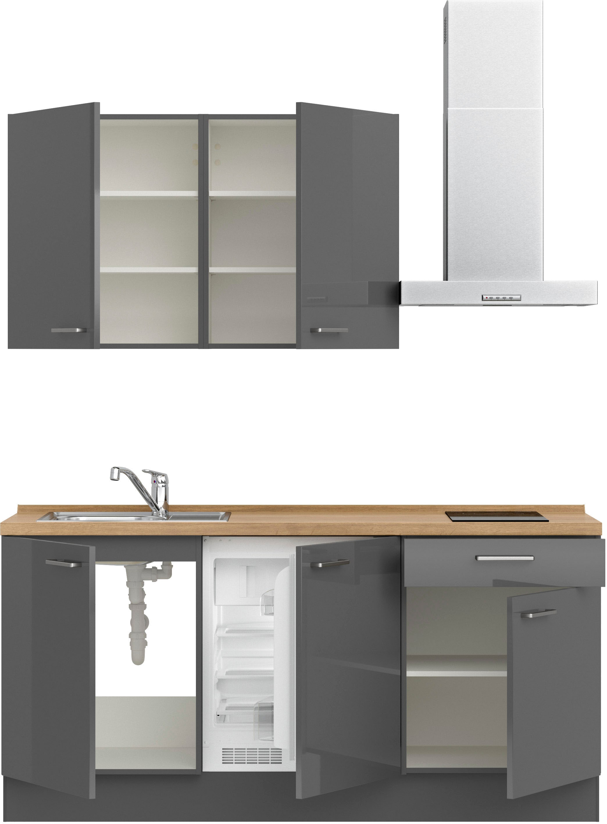 nobilia® Küchenzeile »"Flash I"«, vormontiert, Ausrichtung wählbar, Breite 180 cm, wahlw. mit E-Geräten