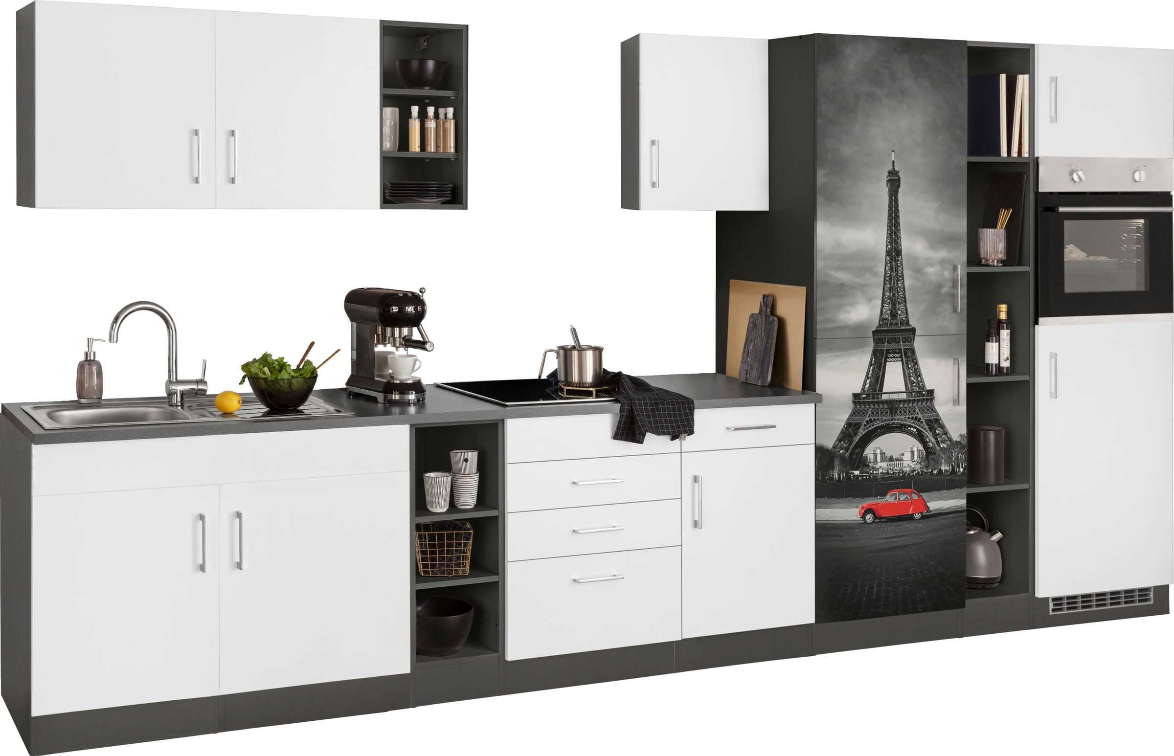HELD MÖBEL Küchenzeile »Paris«, ohne E-Geräte, Breite 390 cm