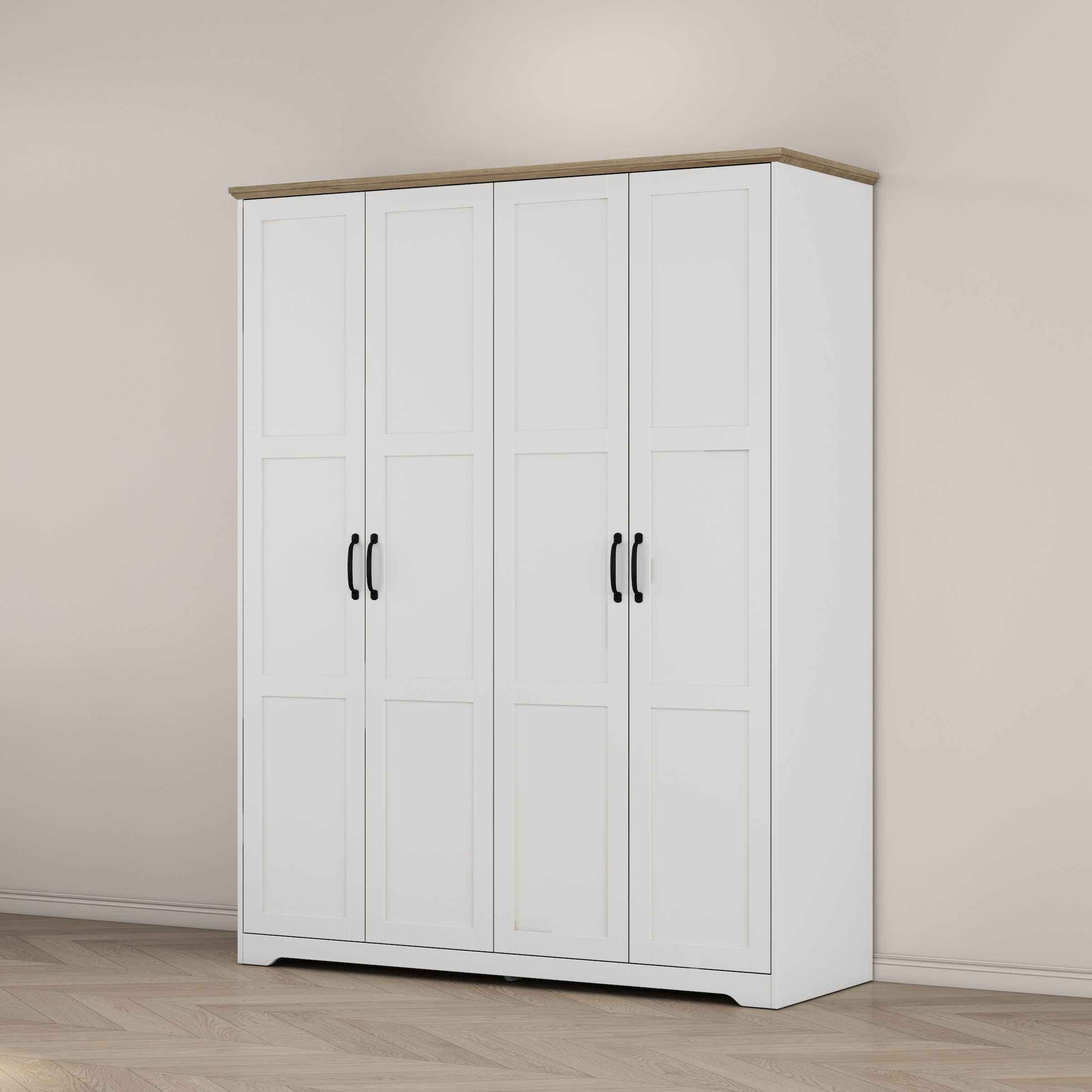 OTTO home Kleiderschrank »Emmilia Schrank Schlafzimmerschrank im Landhaus Design« Mit vielen Einlegeböden und Softclose Türen,  Landhaus Schrank mit  4 Türen Breite 151,1cm Höhe 2m