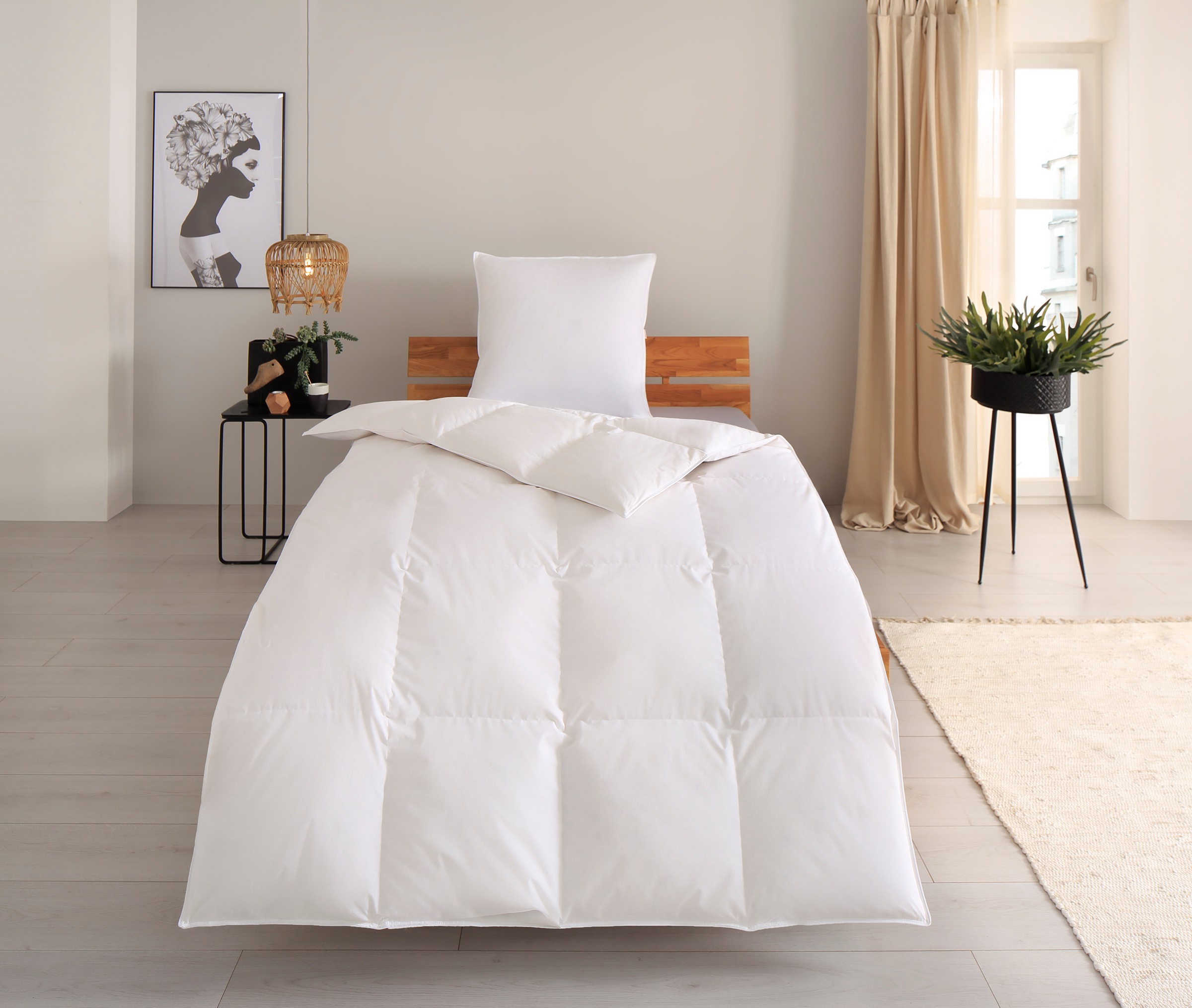 OTTO products Daunenbettdecke »Jannika«, extrawarm, Füllung 80% Daunen & 20% Federn, Bezug 100% Baumwolle, (1 St.), plastikfreie Verpackung