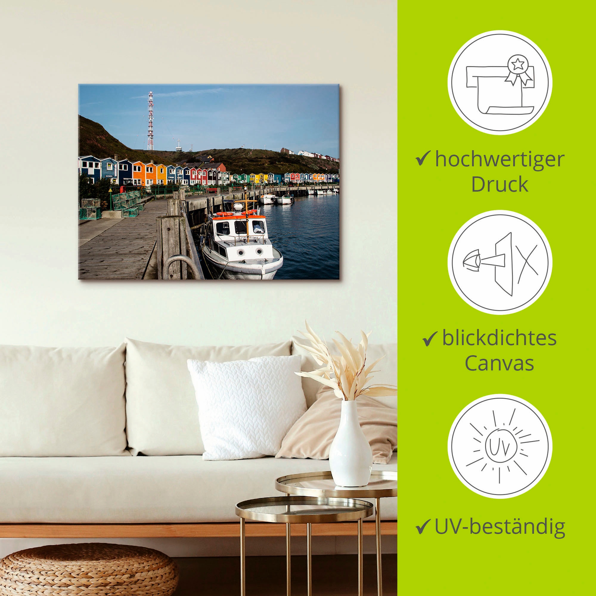 Artland Leinwandbild »Der Hafen von Helgoland«, Boote & Schiffe, (1 St.), auf Keilrahmen gespannt