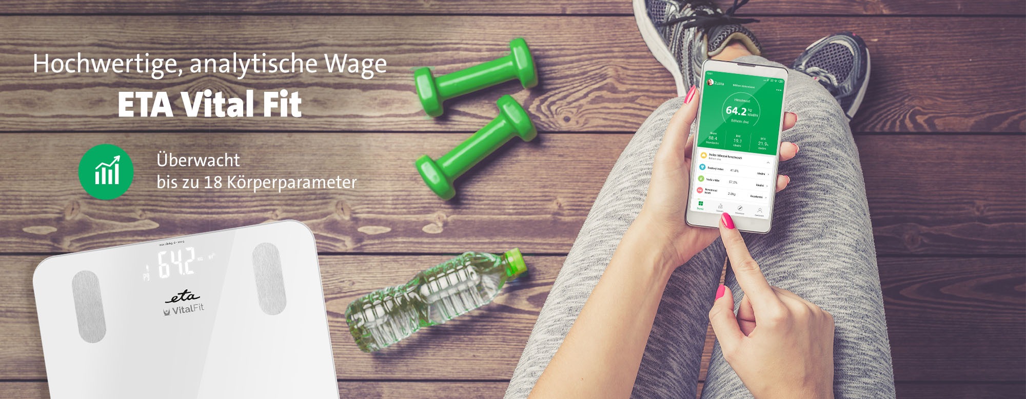 eta Körper-Analyse-Waage »Vital Fit«, per App Auswertung
von 18 Körpermerkmalen
