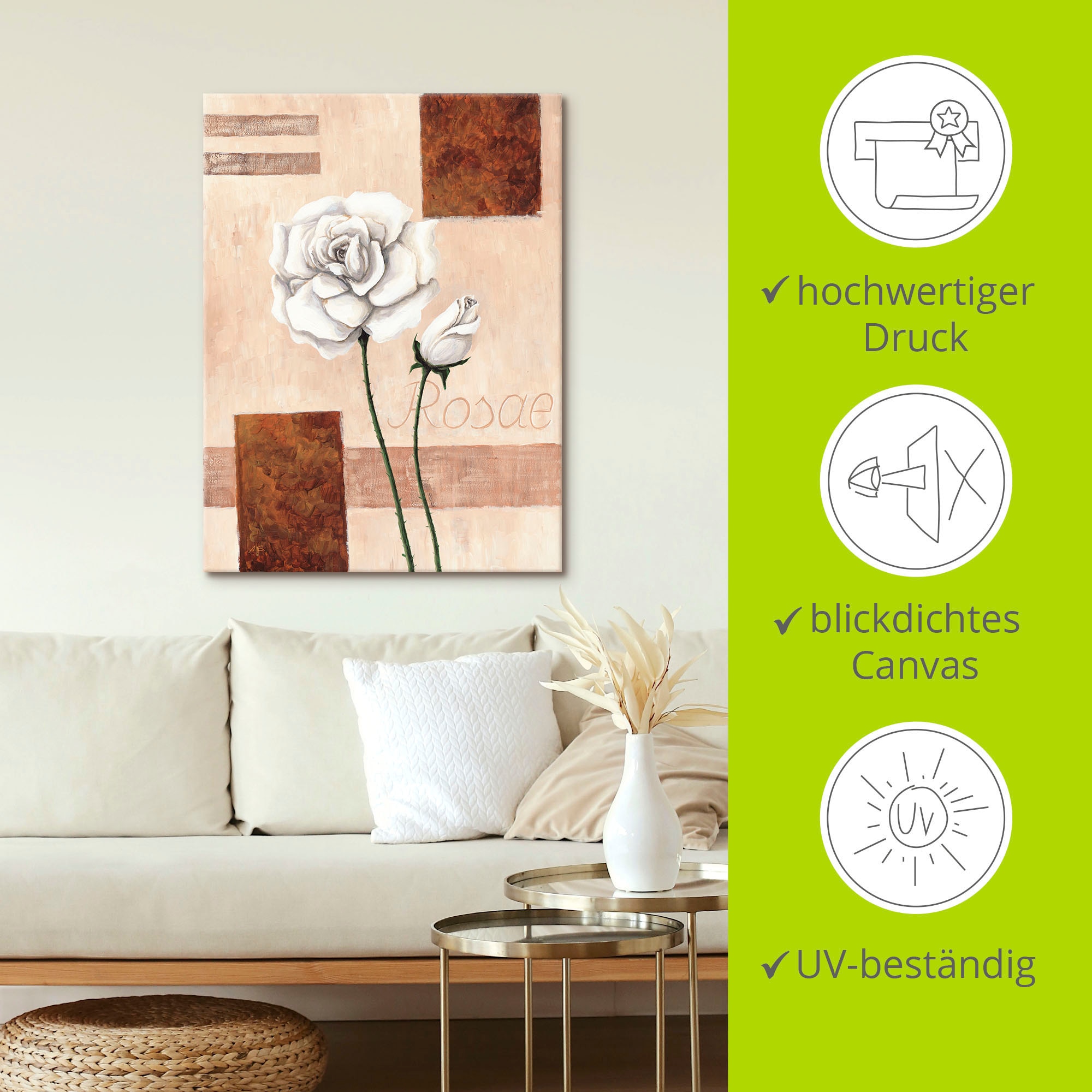 Artland Leinwandbild »Rosae - Rosen« Blumenbilder 1 Stk. tlg. auf Keilrahmen gespannt