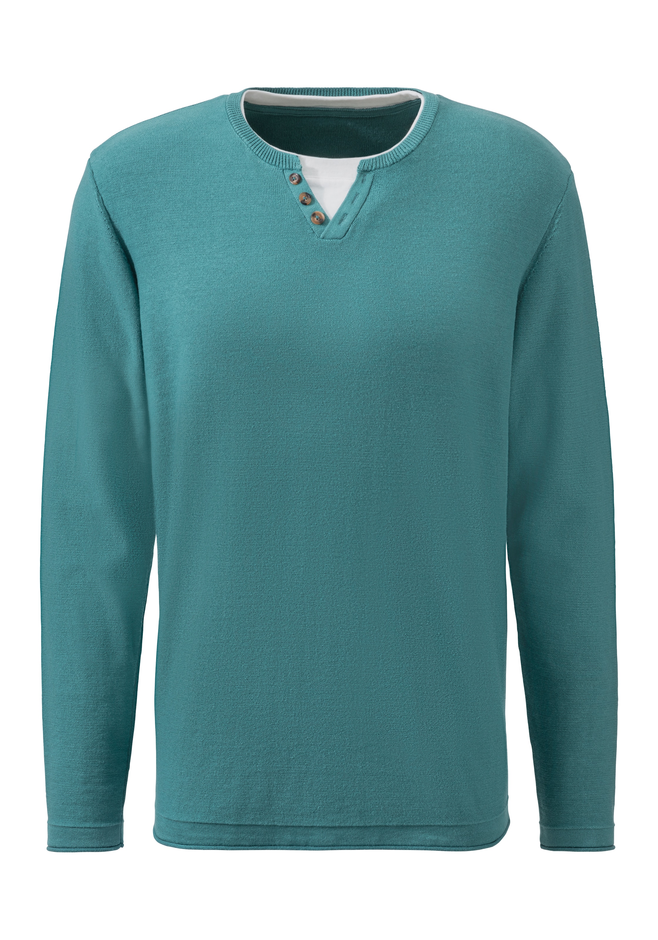 H.I.S Strickpullover, Pullover mit hochwertiger Halslochverarbeitung in double-layer Optik