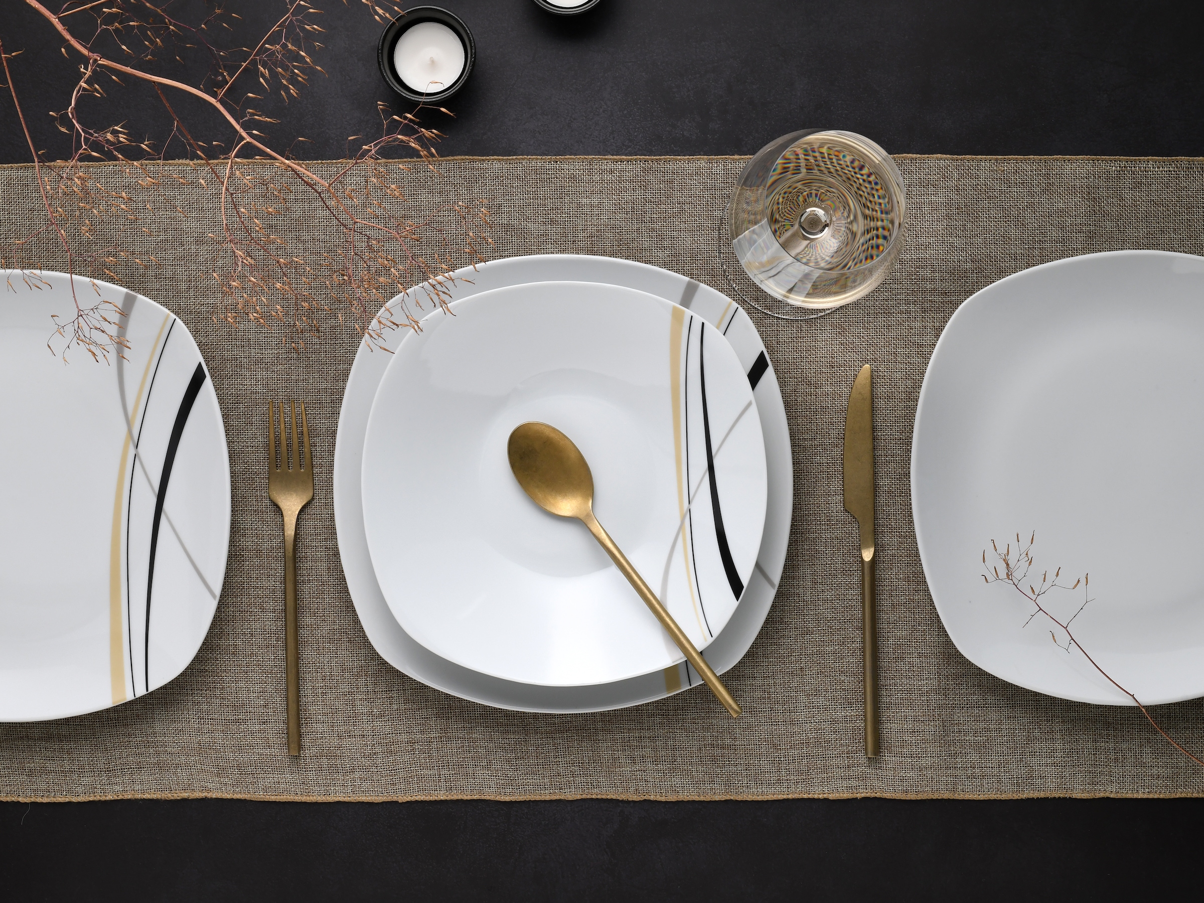 CreaTable Tafelservice »Square City Line, Tafel-Service 12-tlg«, (Set, 12 tlg.), Moderner Urban Style