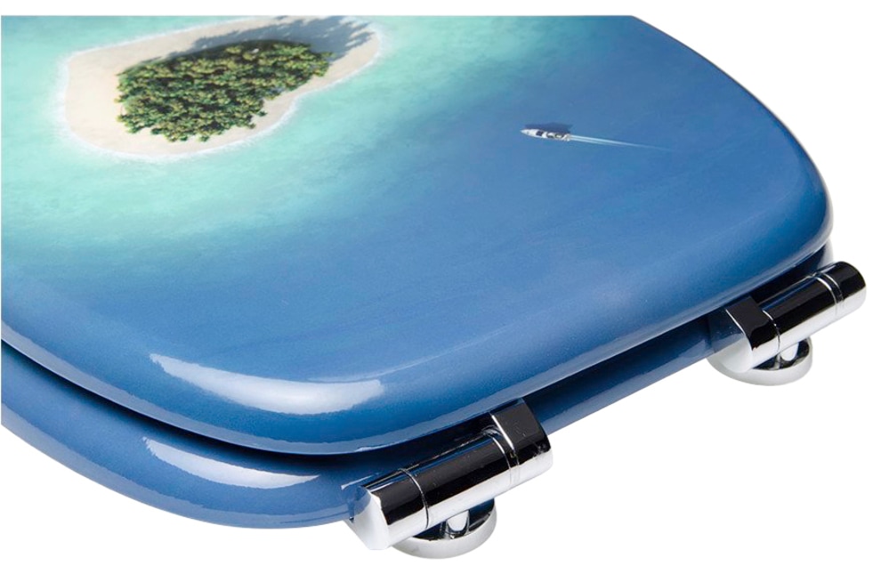 Sanilo Badaccessoire-Set »Dream Island«, (Komplett-Set, 3 tlg.), bestehend aus WC-Sitz, Badteppich und Waschbeckenstöpsel