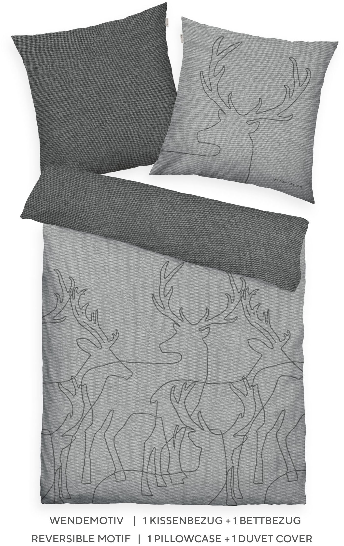 TOM TAILOR HOME Wendebettwäsche »Lennart in Gr. 135x200, 155x220 oder 200x200 cm, ideal für Weihnachten«, Flanell kuschelig warm im Winter, Weihnachtsbettwäsche aus Baumwolle