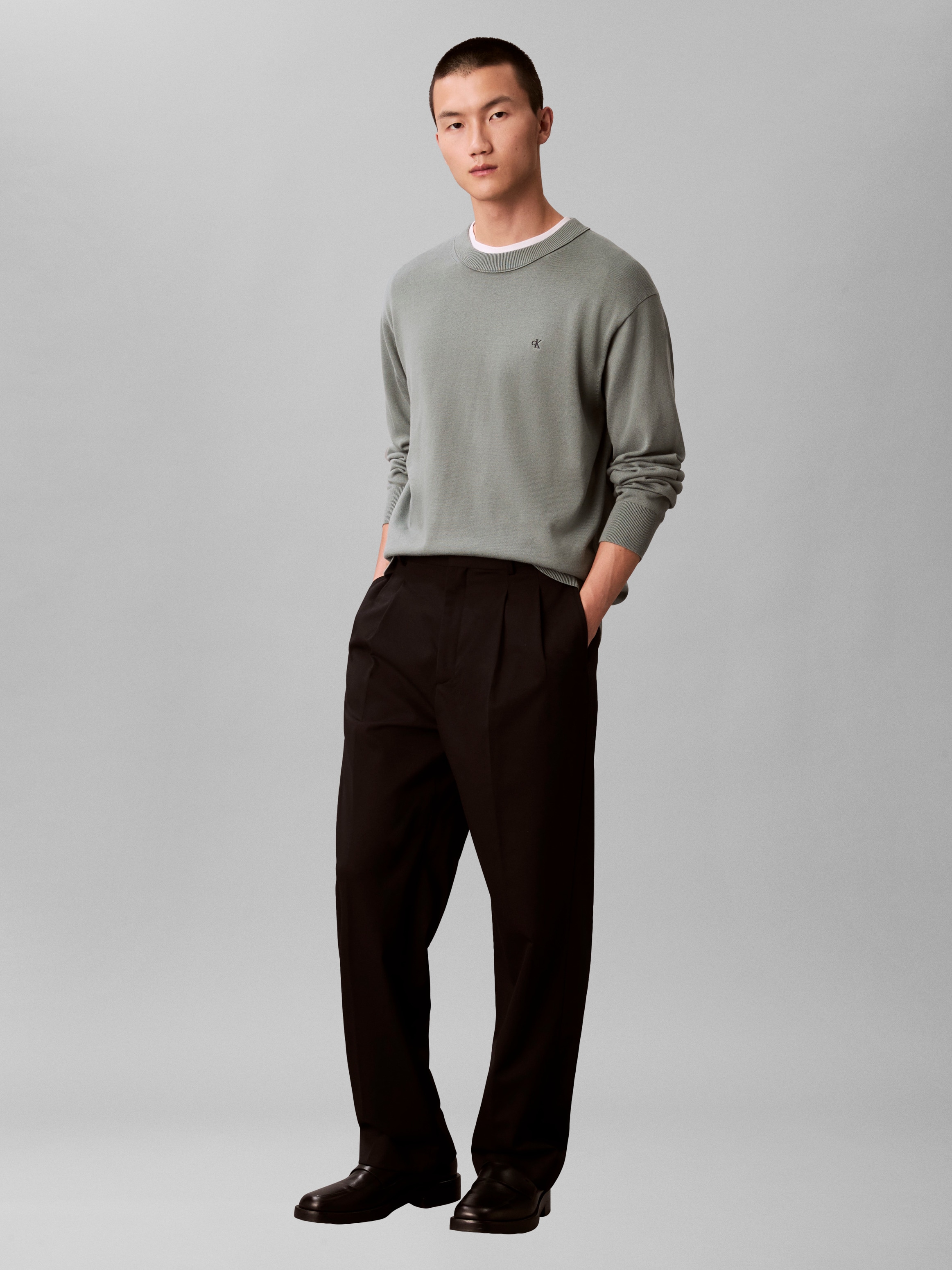 Calvin Klein Strickpullover »LS EZ COTTON CREWNK SWEATER 12GG« Mit Rundhalsausschnitt