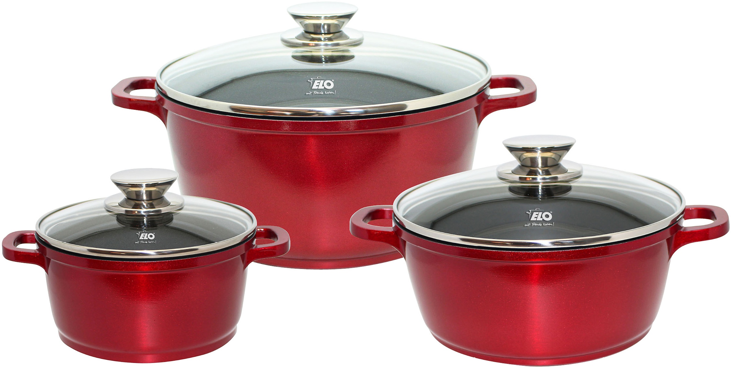 Elo Topf-Set »Rubino Topfset 3-teilig« Set, 6 Stk. tlg. Aluminiumguss günstig online kaufen