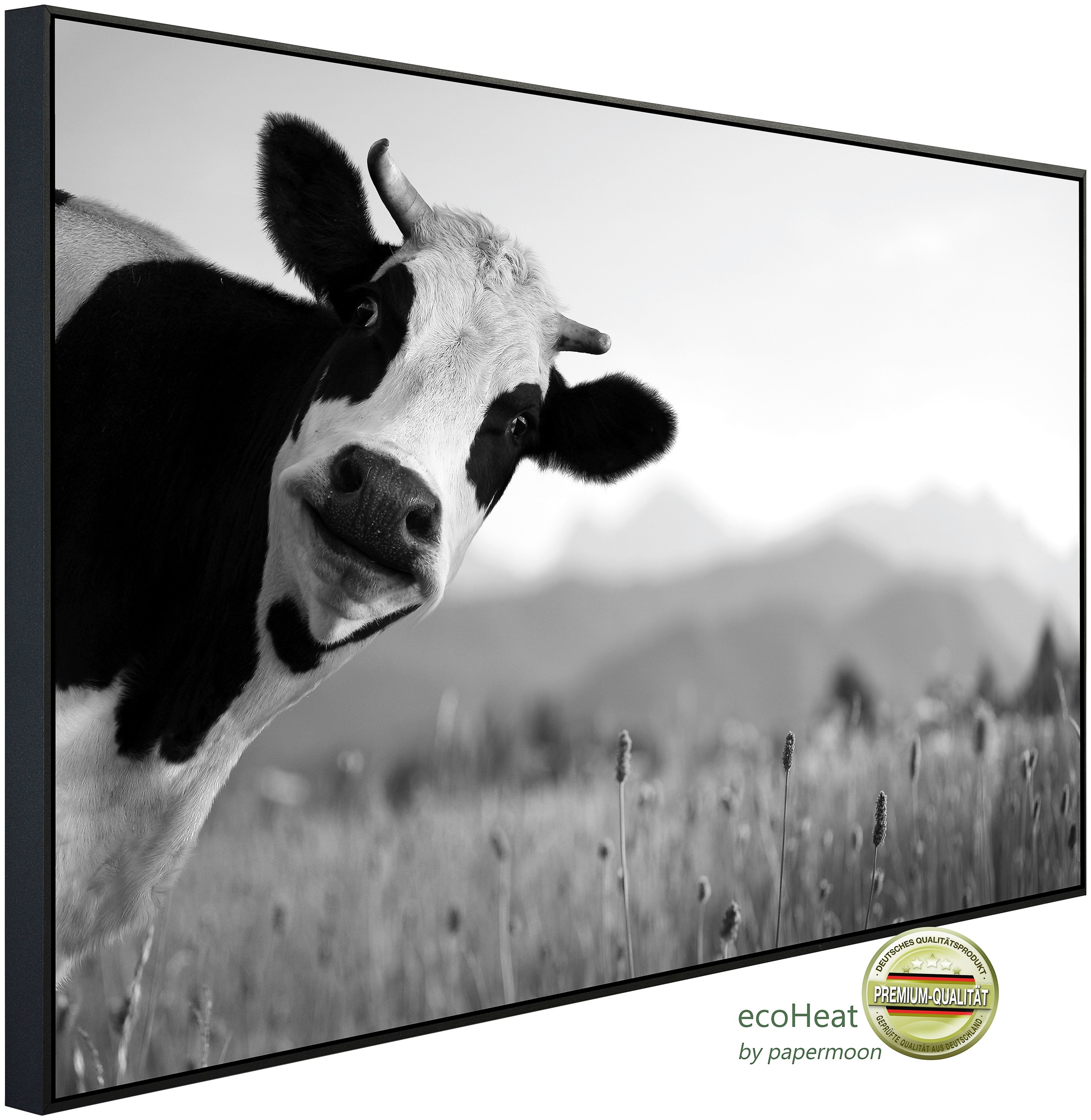 Papermoon Infrarotheizung »Kuh Schwarz & Weiß«, sehr angenehme Strahlungswä günstig online kaufen