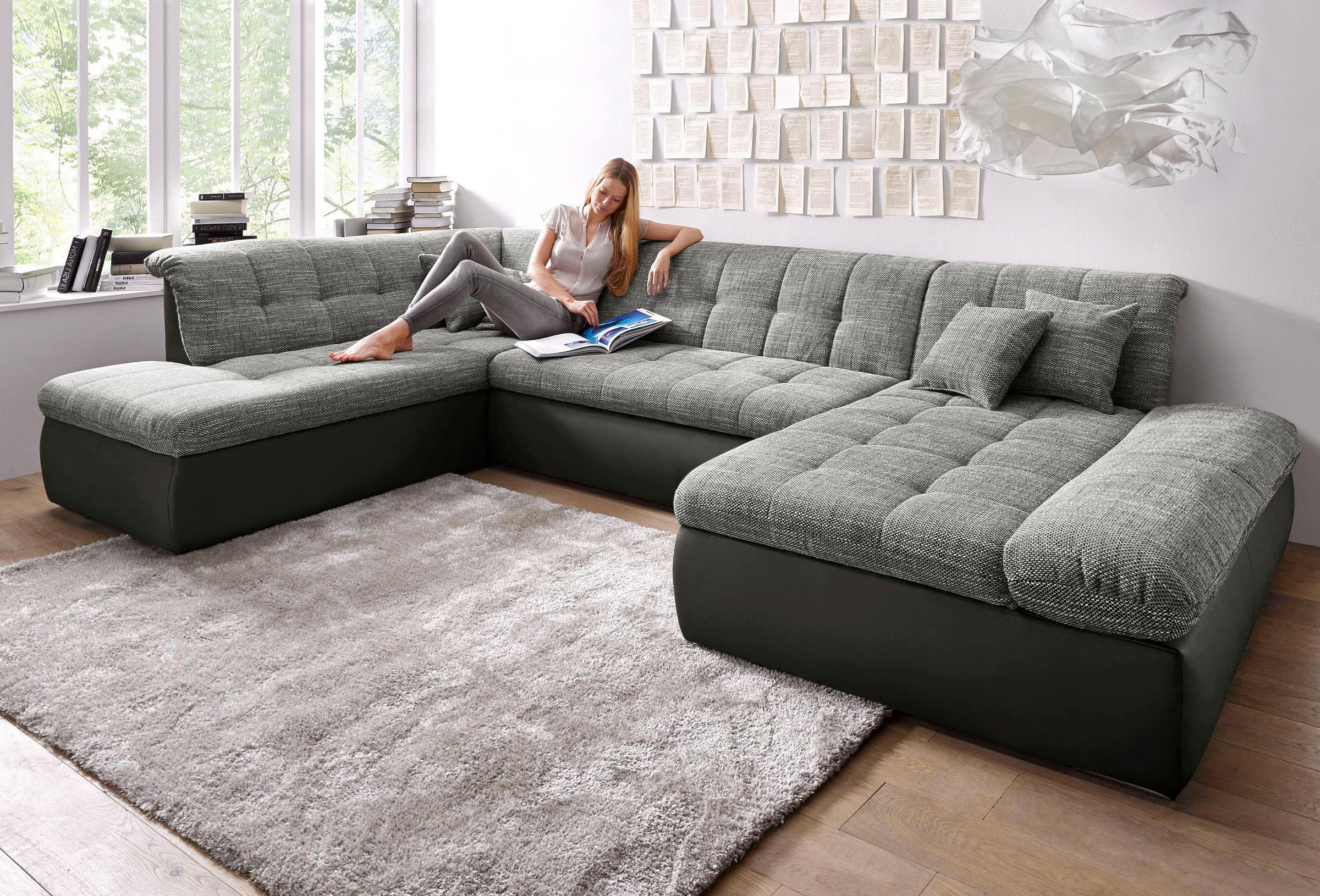 DOMO collection Wohnlandschaft »Moric U-Form, auch in Cord, Breite 353cm, v günstig online kaufen